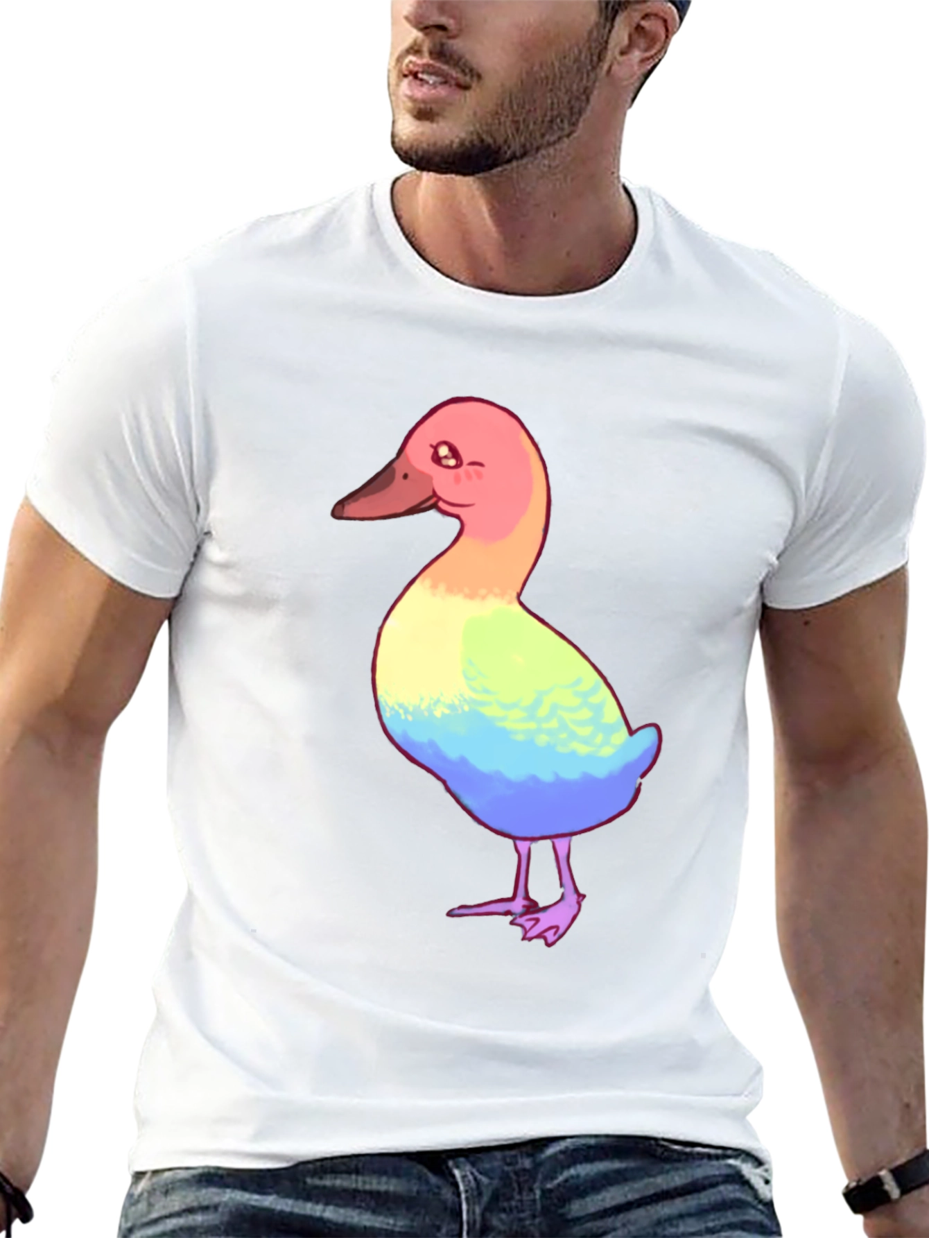 Black Rainbow Duck Graphic Tee - Unisex Cotton T-Shirt view 13