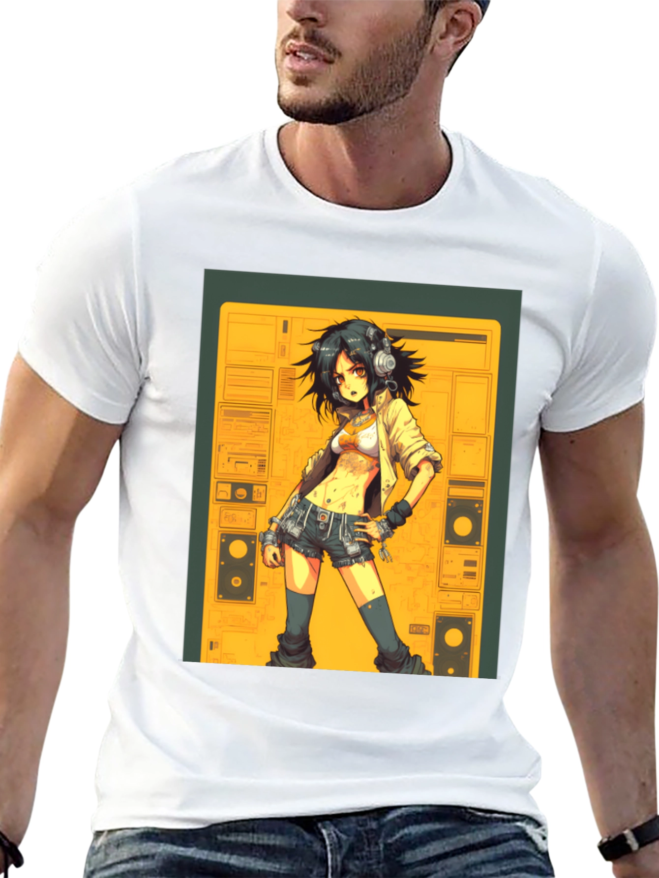 Black Anime Girl Graphic Tee - Black view 13