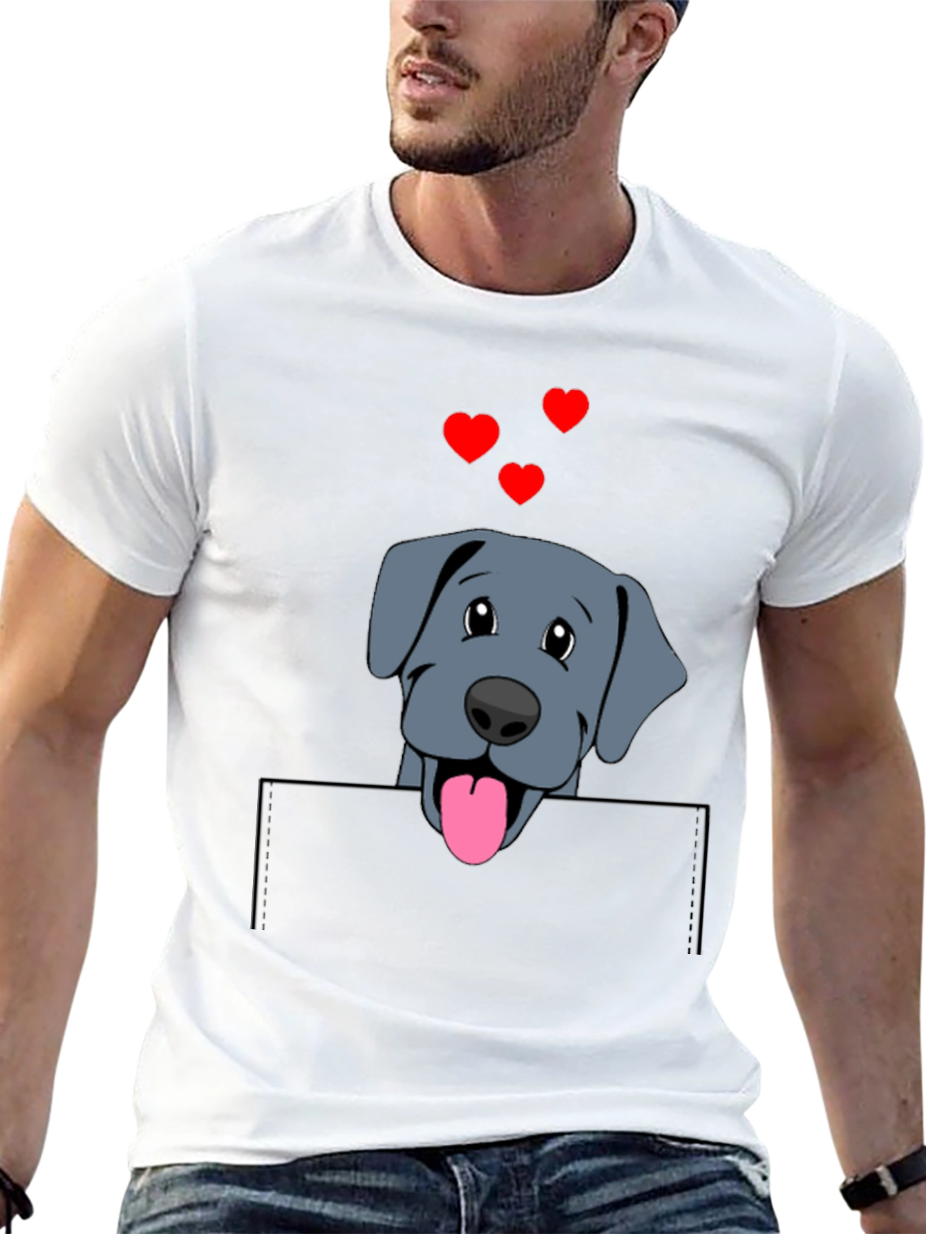 Black Cute Dog in Pocket T-Shirt view 13