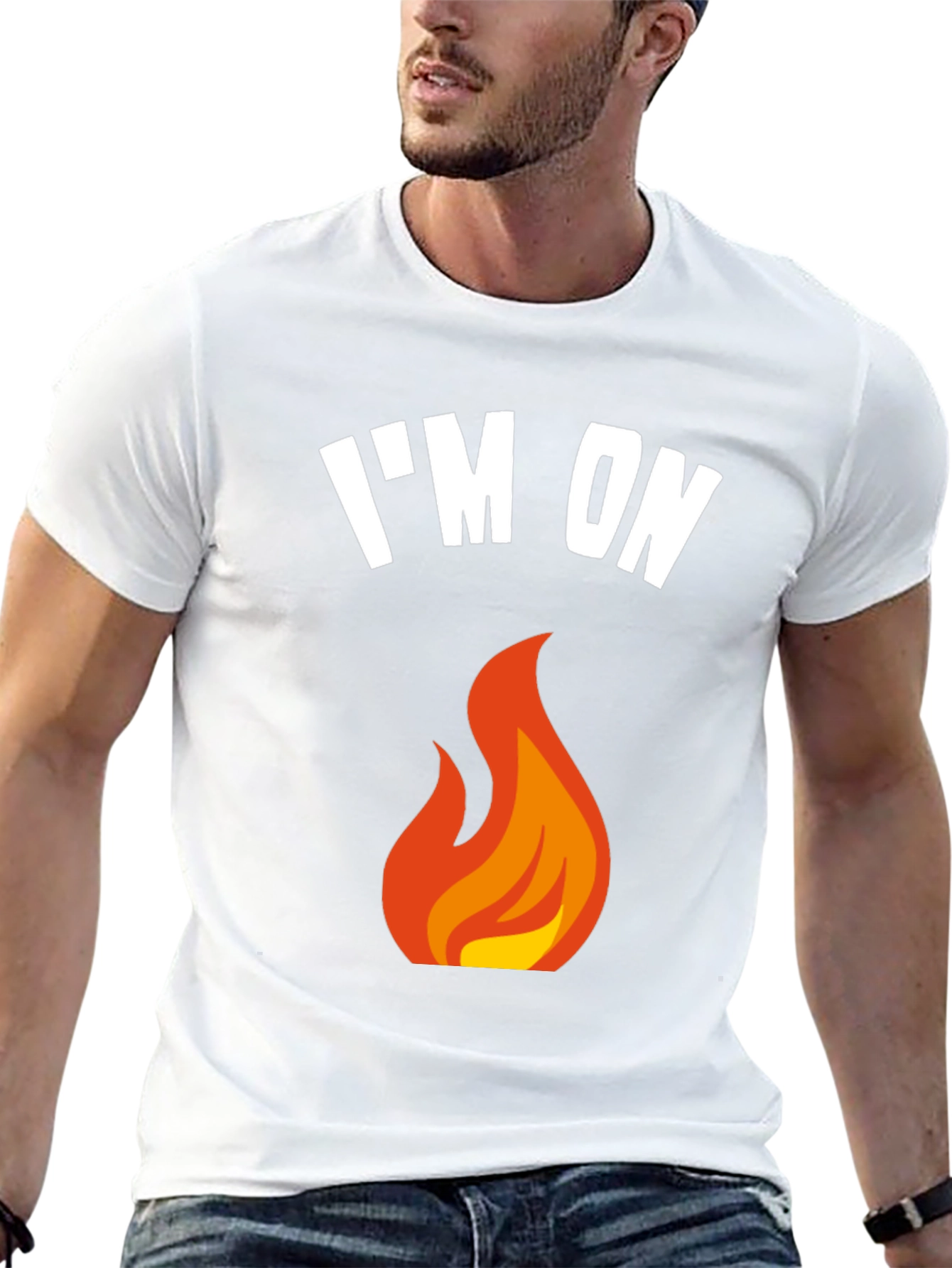 Black I'm On Fire Graphic T-Shirt - Black Crew Neck Tee view 13