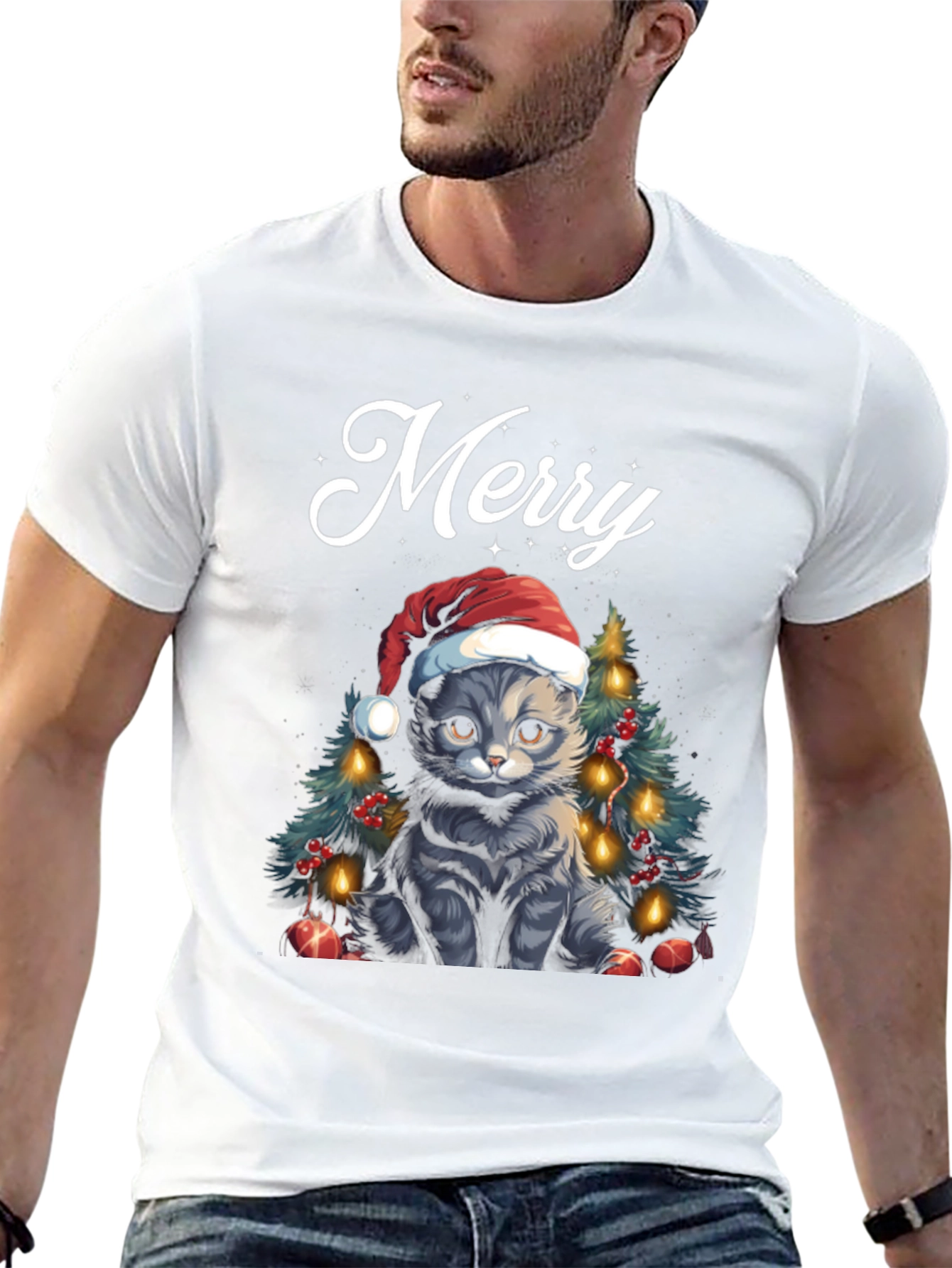 Black Merry Catmas T-Shirt view 13