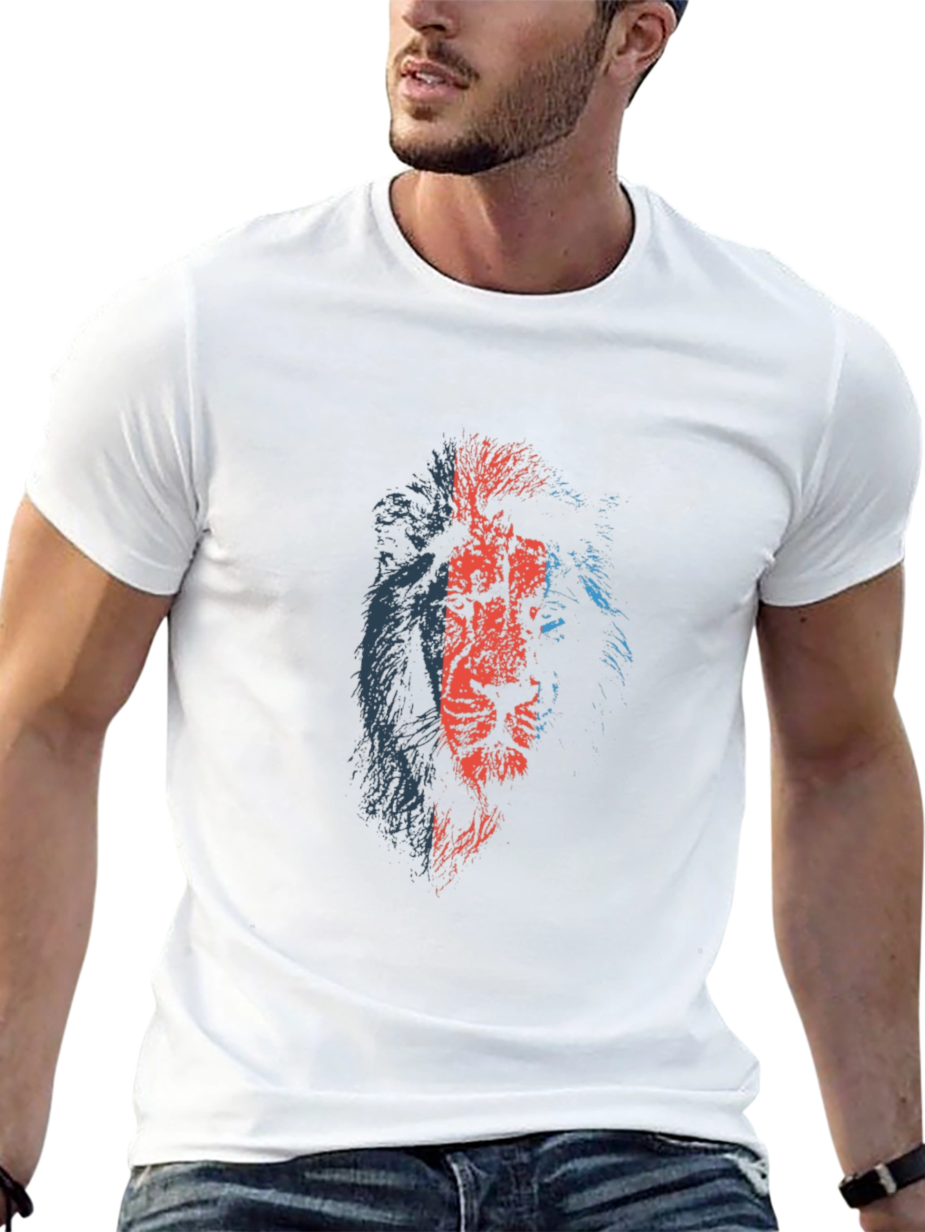 Black Bold Lion Graphic Tee - Black Cotton T-Shirt view 13