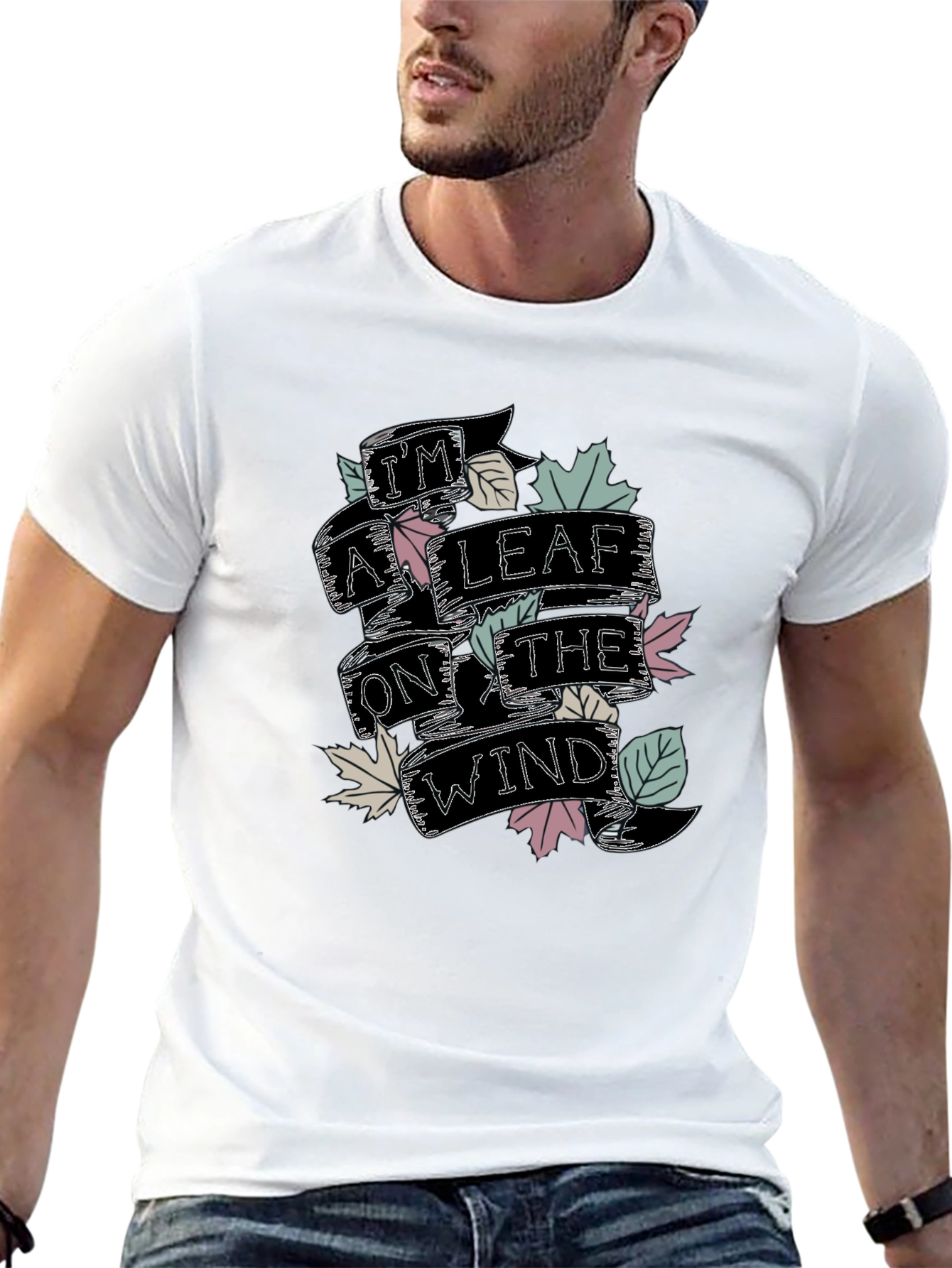 Black I'm a Leaf on the Wind Graphic T-Shirt view 13