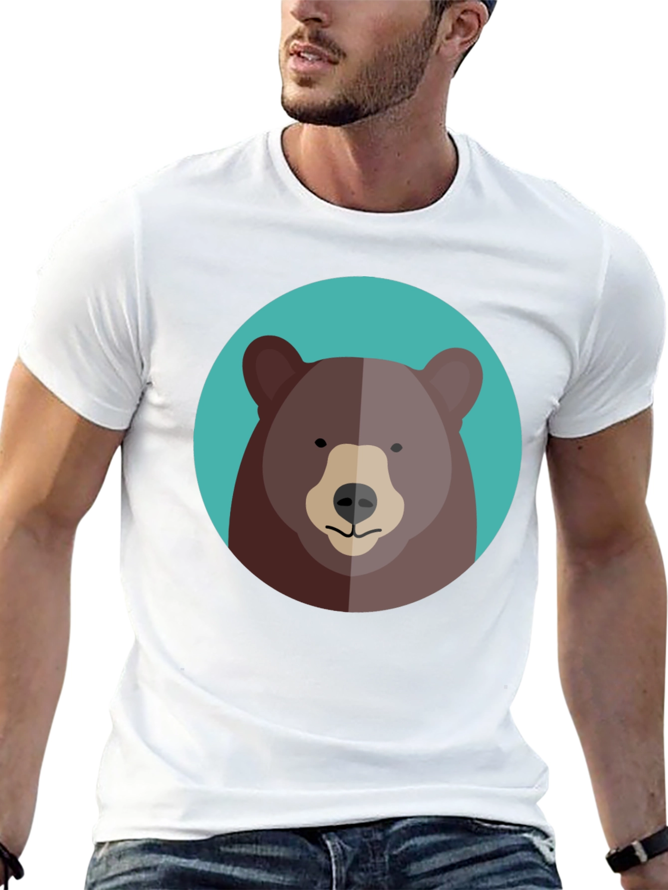 Black Cool Bear Graphic Tee - Black Cotton Blend view 13