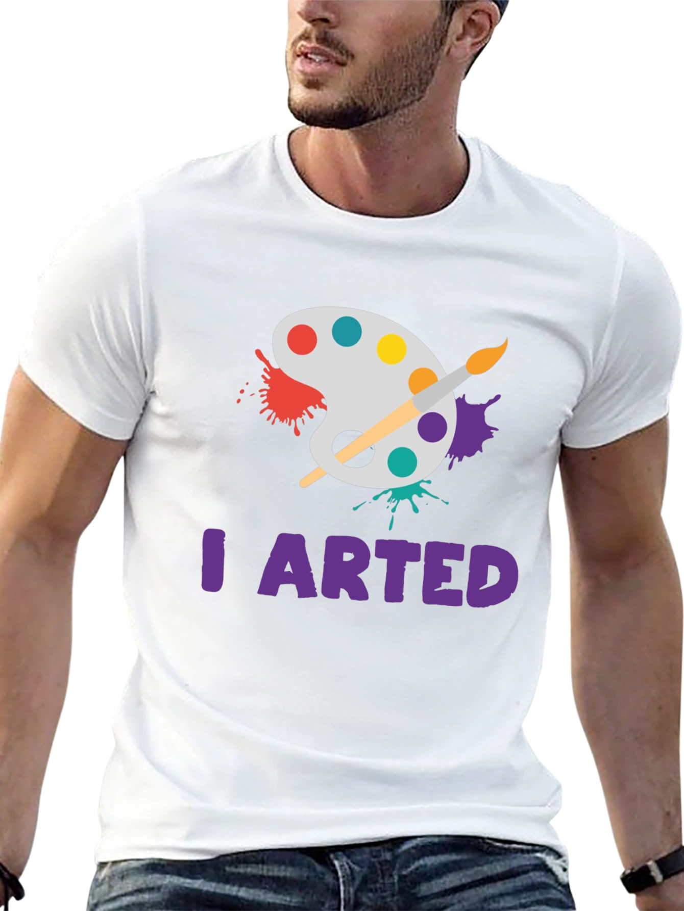 Black I Arted T-Shirt - Painter's Palette Design view 13