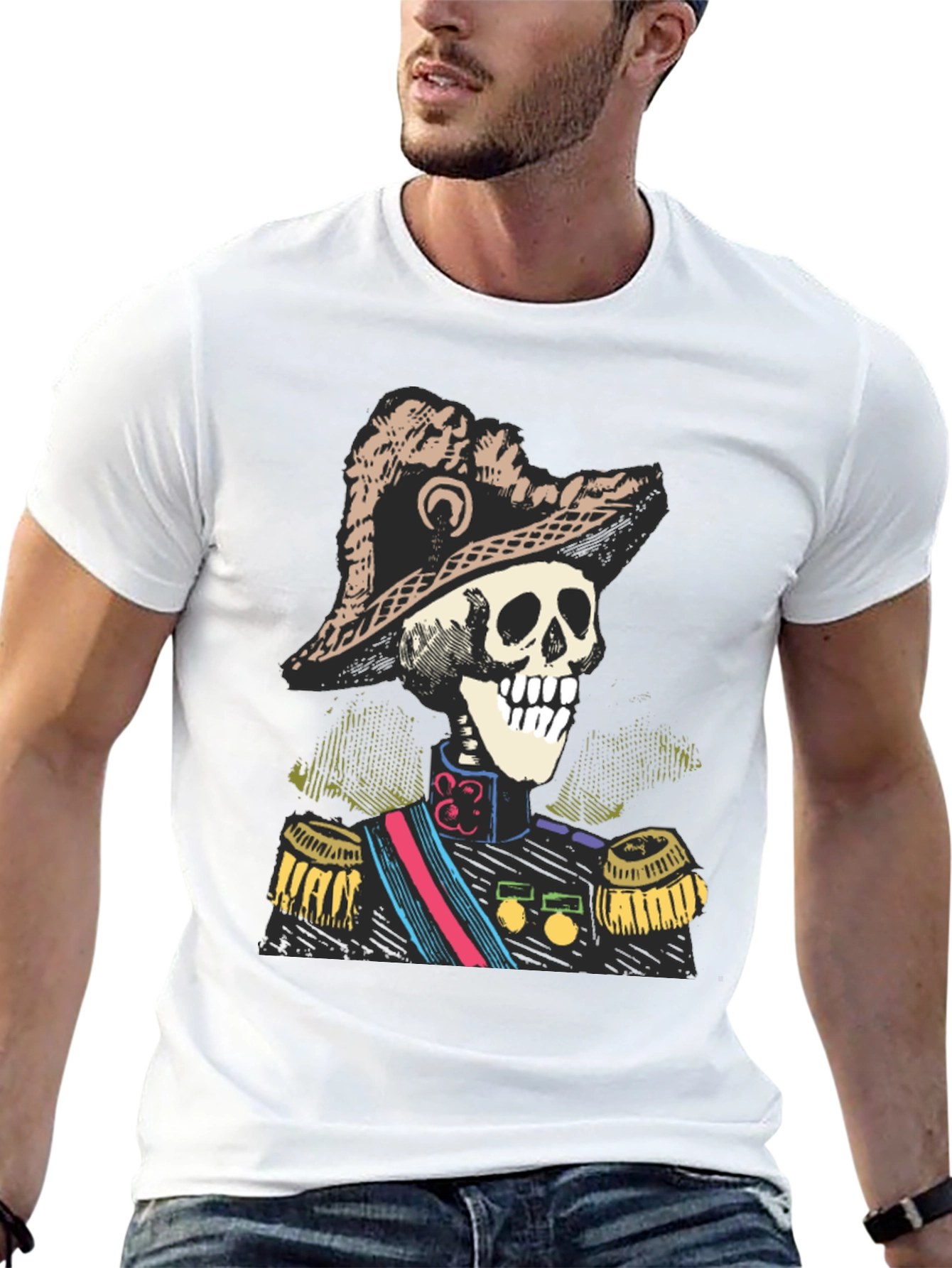 Black Skeleton General T-Shirt - Unique Design view 13