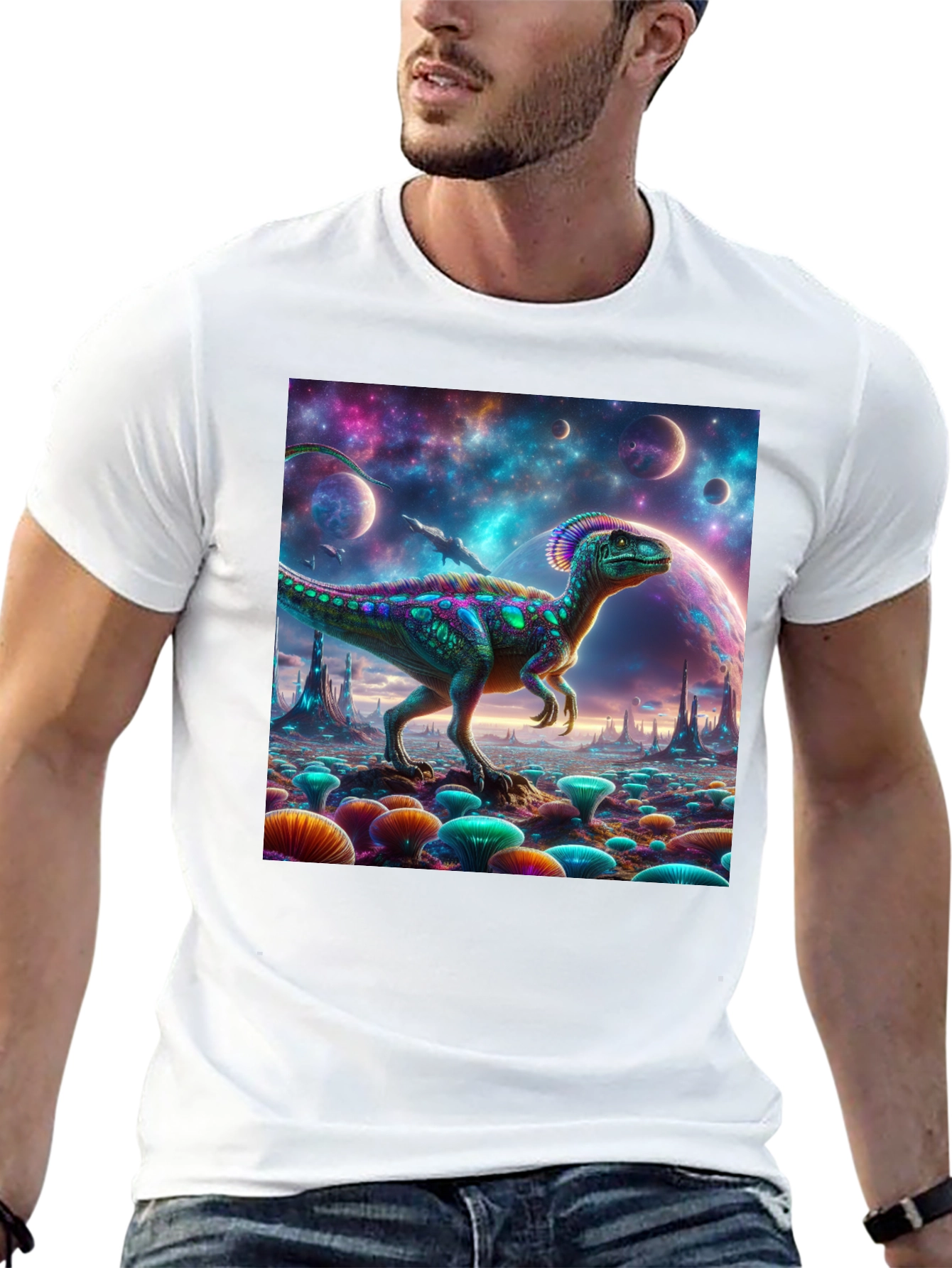 Black Dino Galaxy T-Shirt view 13