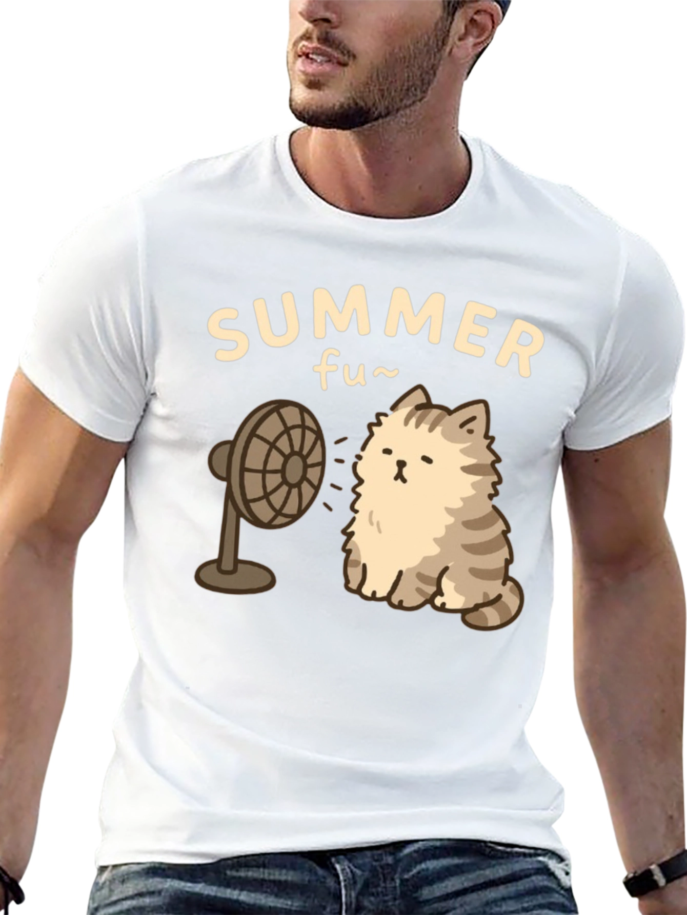 Black Summer Fun Cat T-Shirt view 13