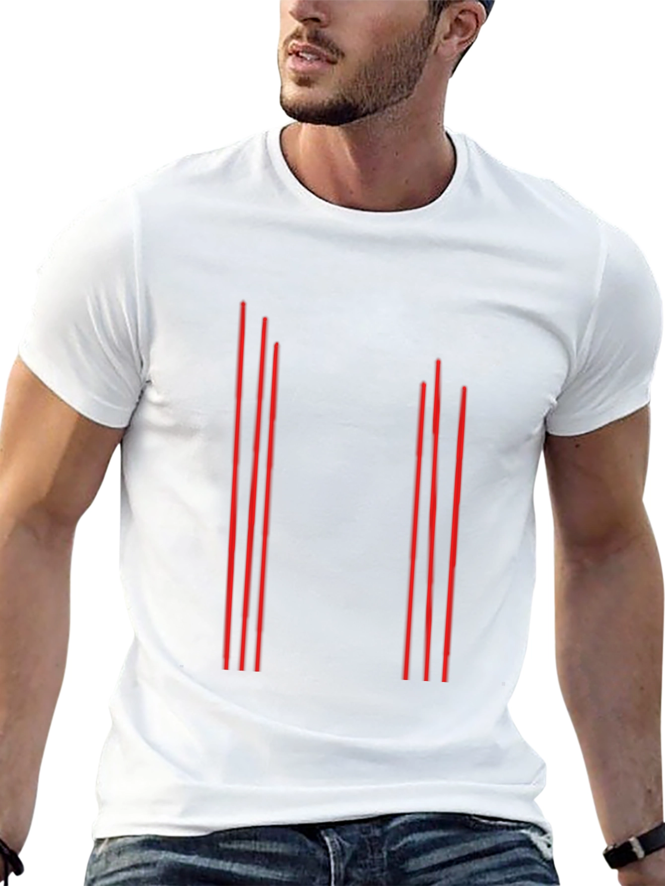 Black Modern Minimalist Vertical Line Graphic Tee - Black view 13