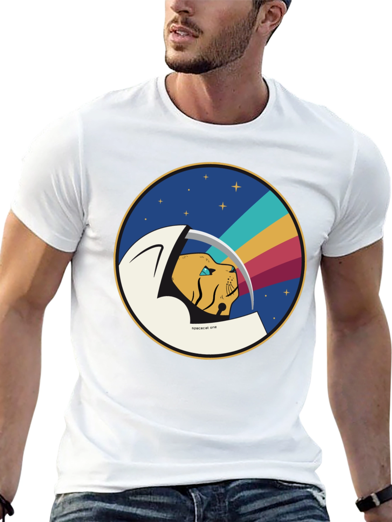 Black Space Cat One Graphic T-Shirt view 13