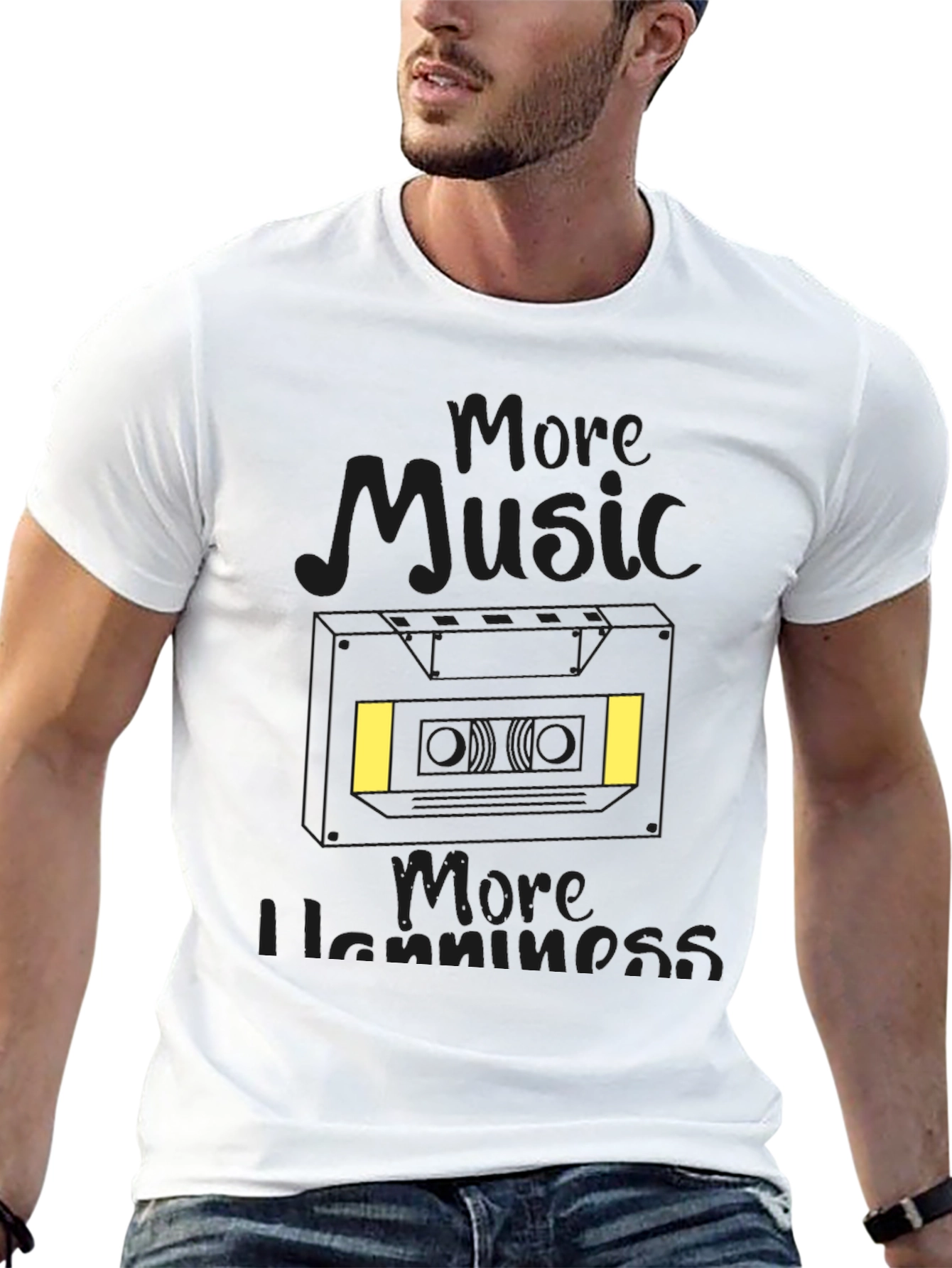 Black More Music More Happiness Black T-Shirt view 13