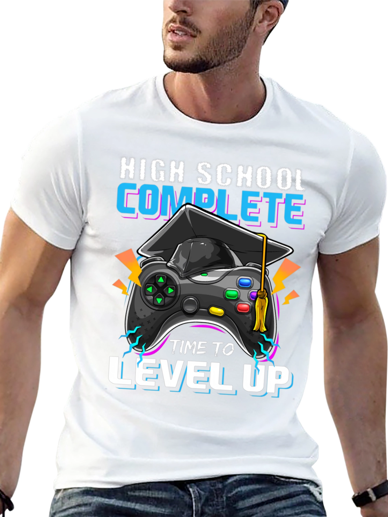 Black High School Complete Level Up Gamer T-Shirt view 13