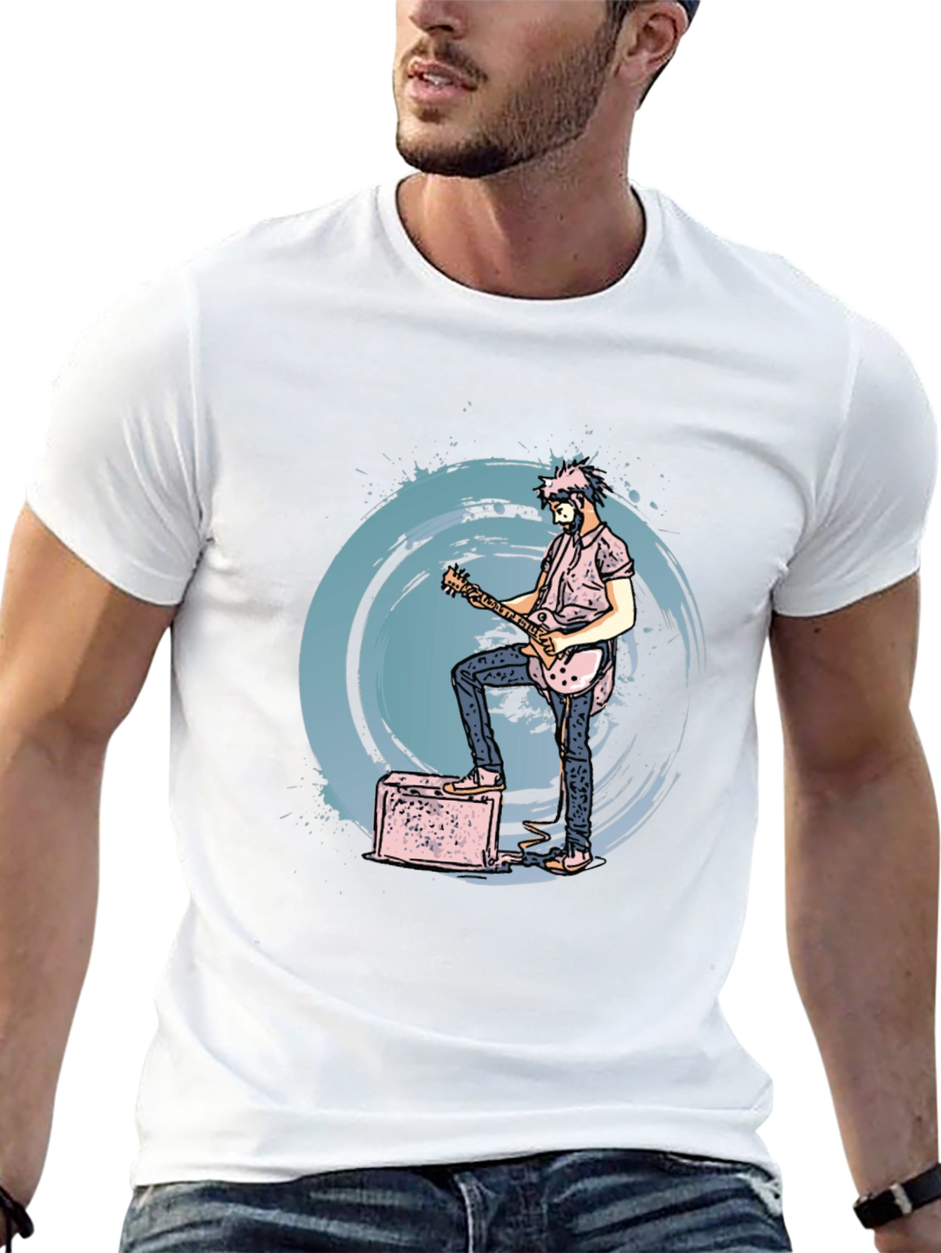 Black Guitarist Graphic Tee - Rock Concert Style view 13