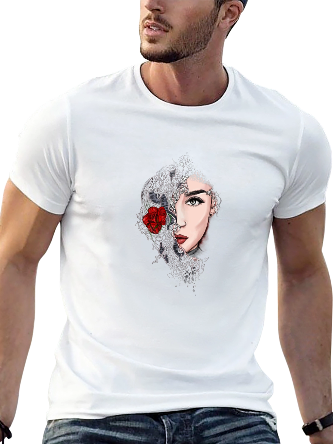 Black Woman With Rose Graphic Tee - Stylish Casual Top view 13