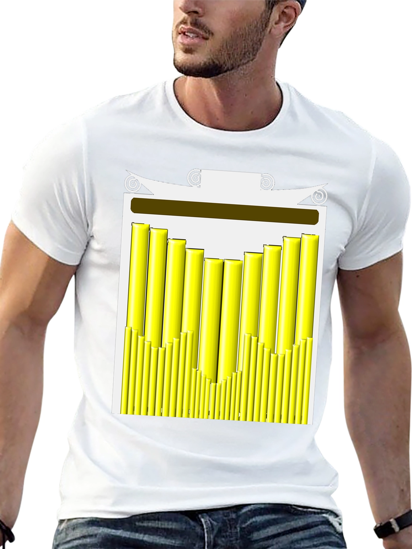 Black Abstract Graphic Tee - Modern Yellow Bars Design view 13