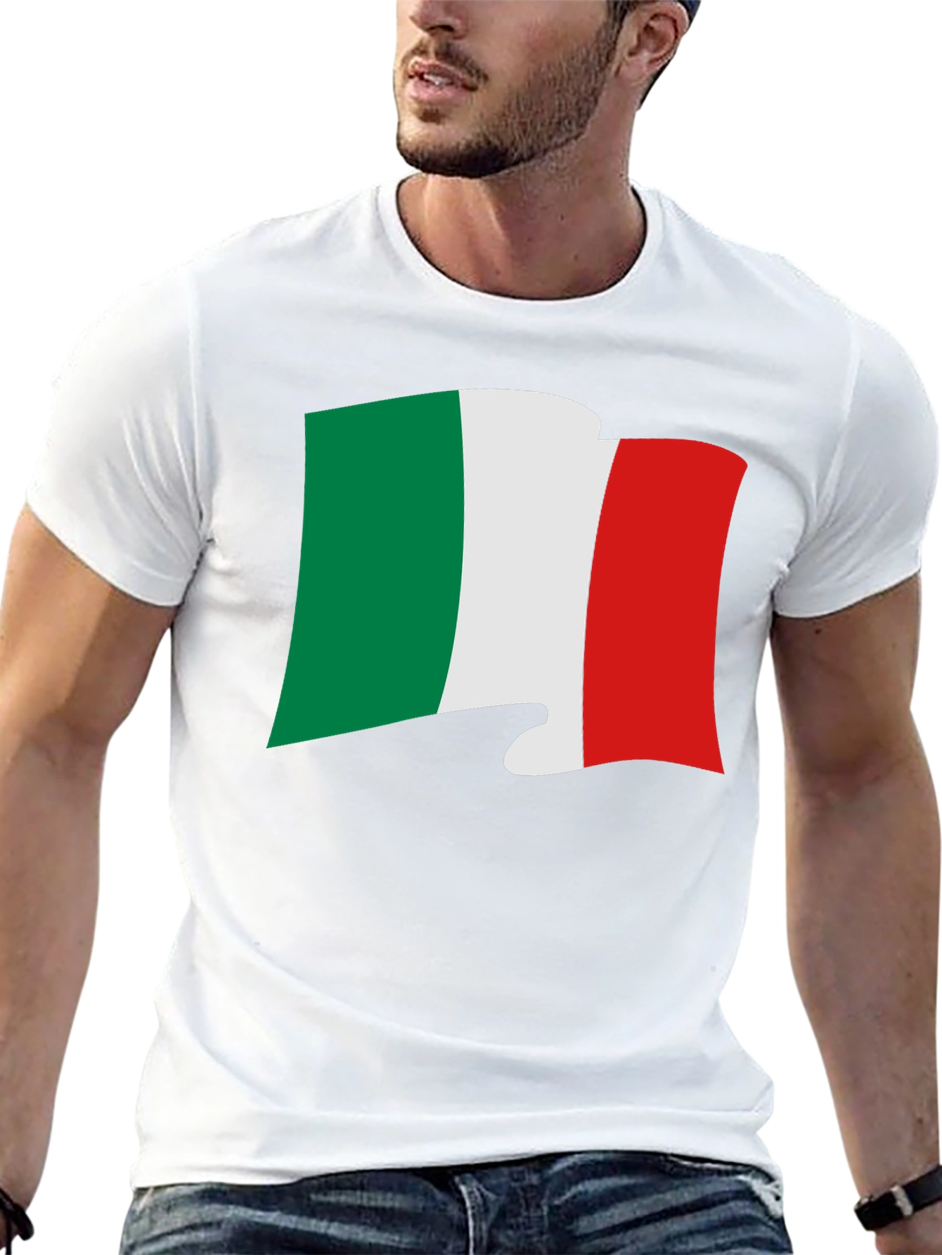 Black Italy Flag Graphic Tee - Black Italian Pride T-Shirt view 13