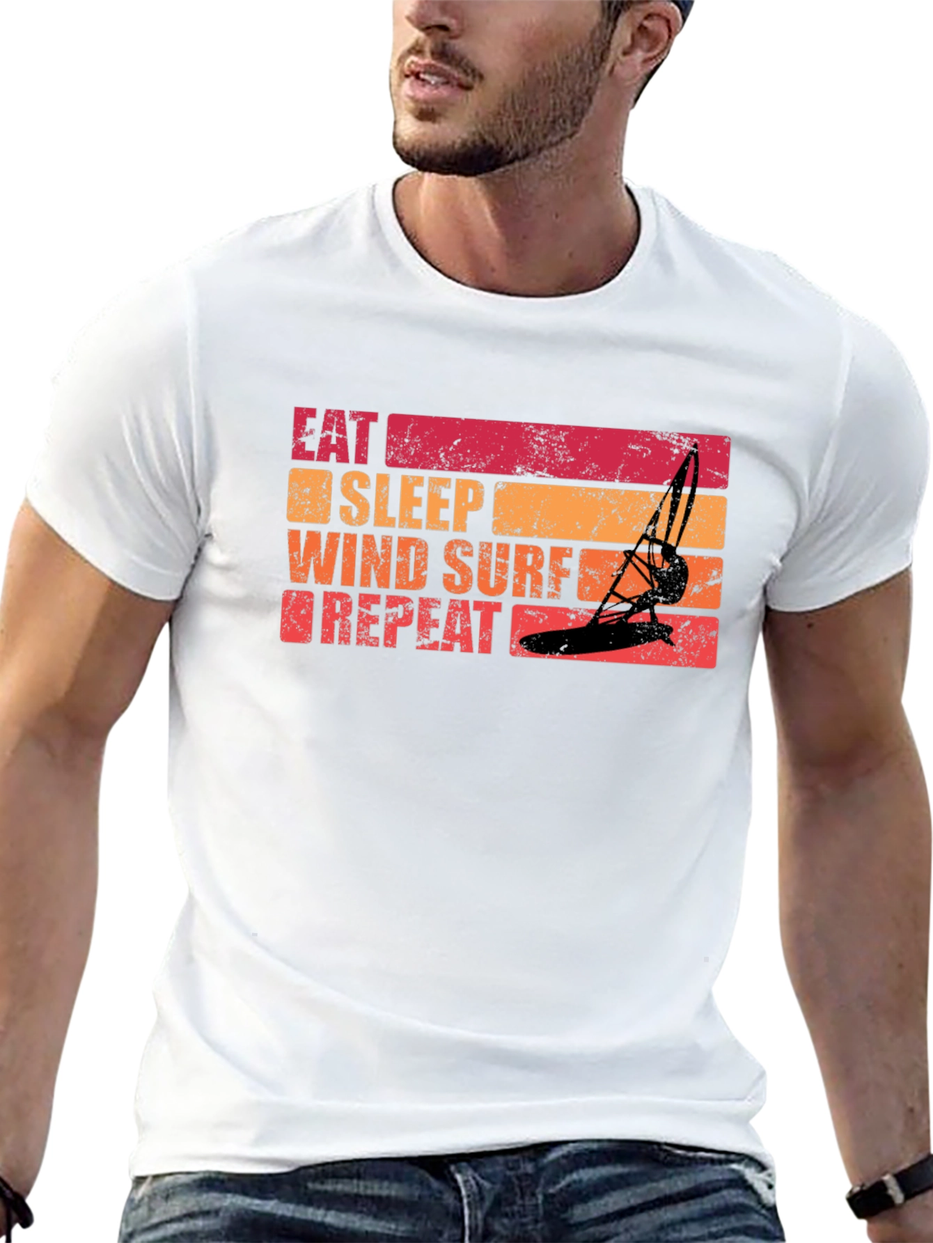 Black Eat Sleep Windsurf Repeat Graphic Tee view 13
