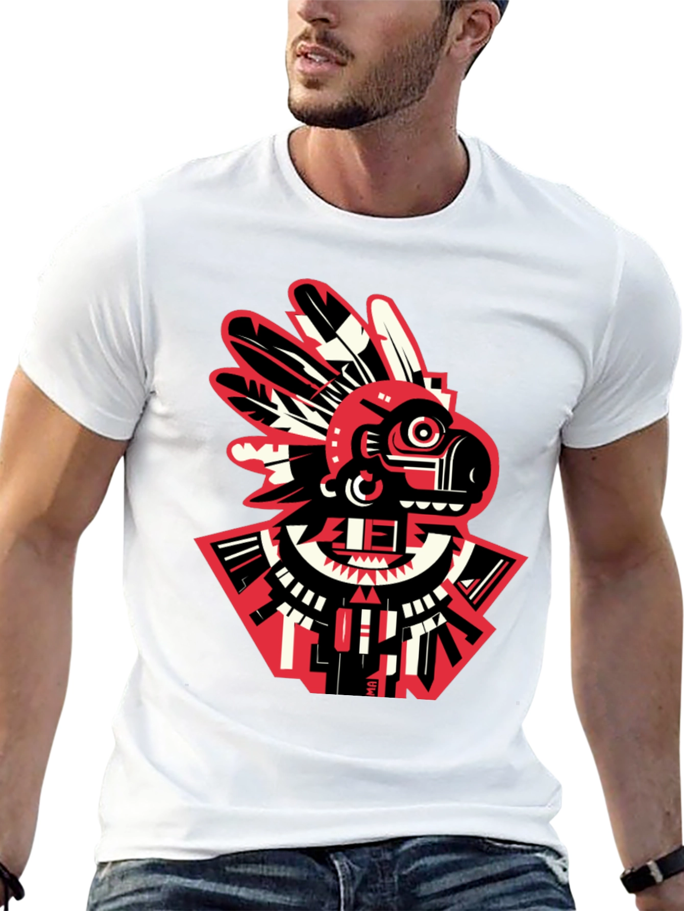 Black Aztec Bird Graphic T-Shirt - Modern Tribal Tee view 13