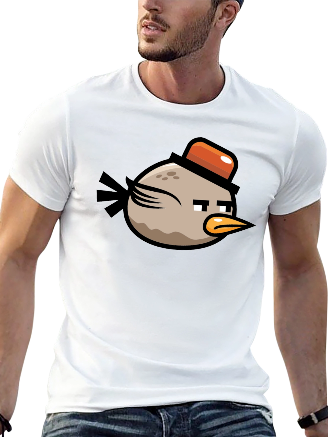 Black Angry Birds Bomb Character Men's Black T-Shirt view 13