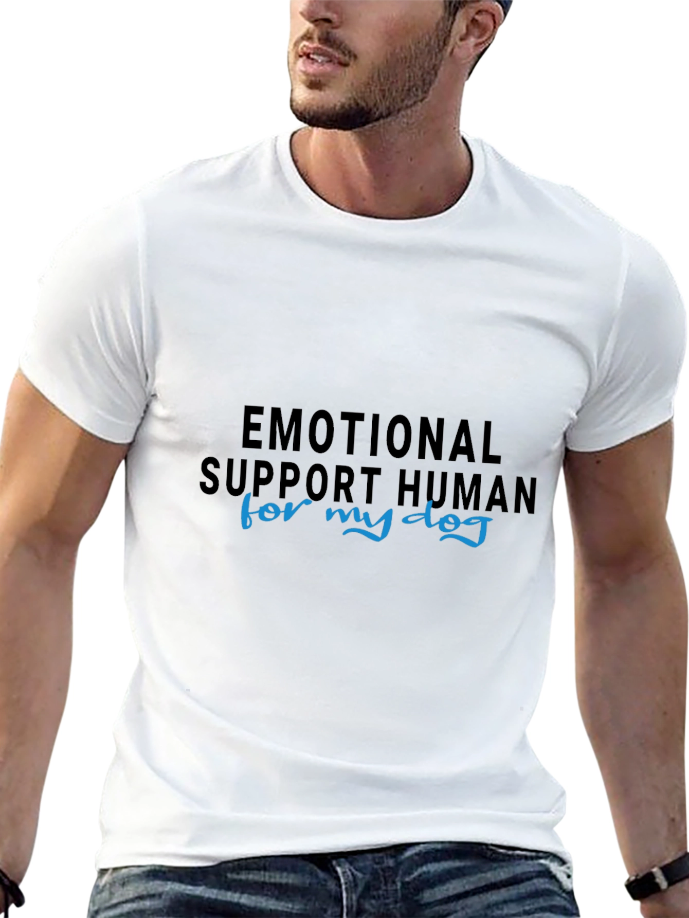 Black Emotional Support Human Dog Lover T-Shirt view 13