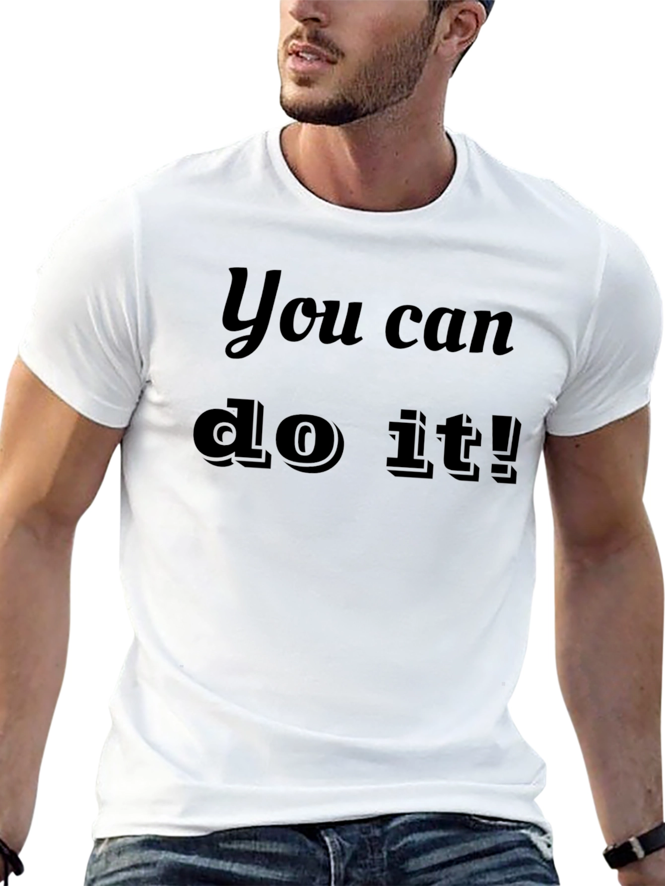 Black Motivational "You Can Do It!" Black T-Shirt view 13