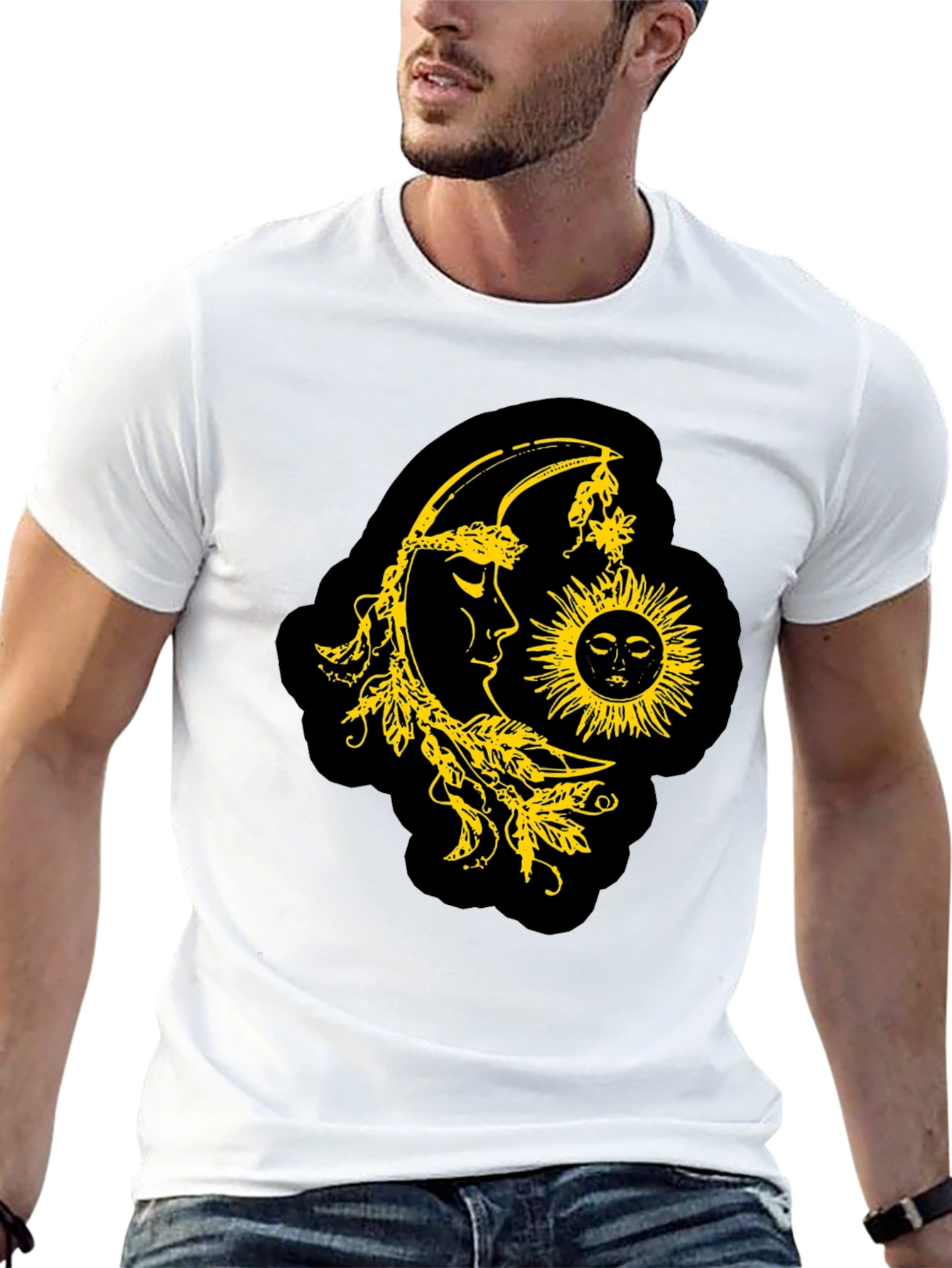 Black Celestial Sun & Moon Graphic T-Shirt - Black view 13