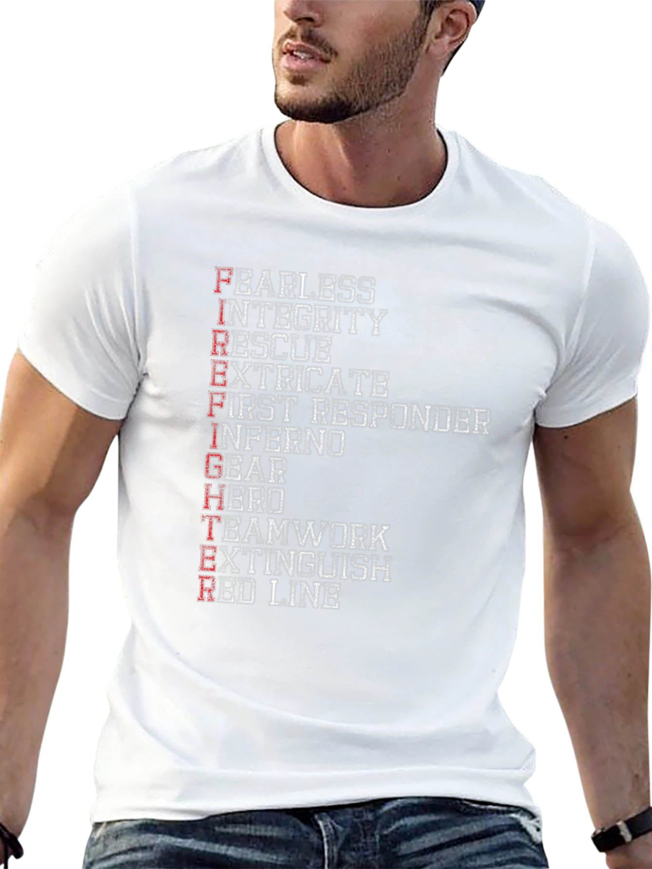 Black Firefighter Acronym Graphic Tee view 13