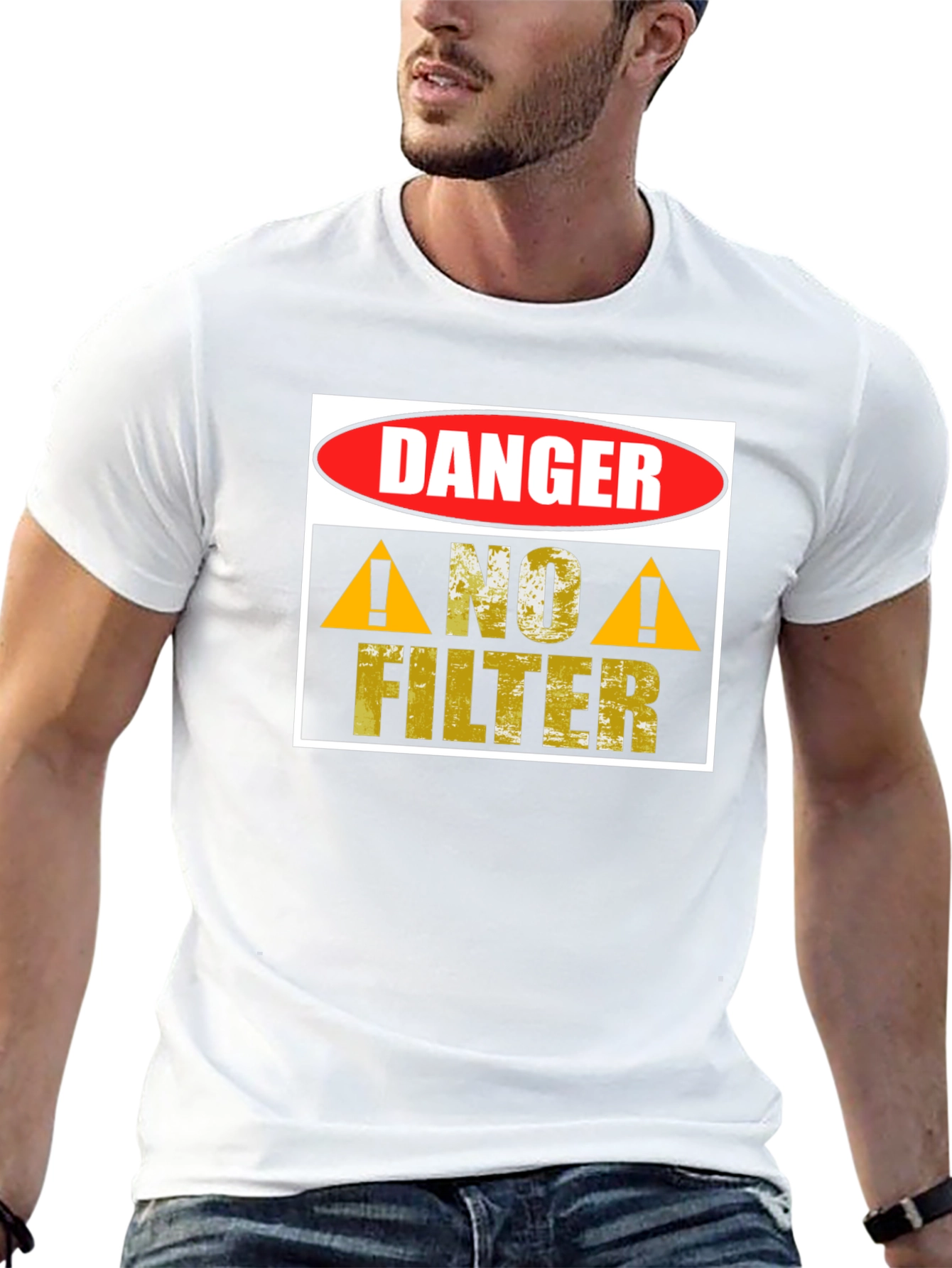 Black Danger No Filter Graphic T-Shirt view 13