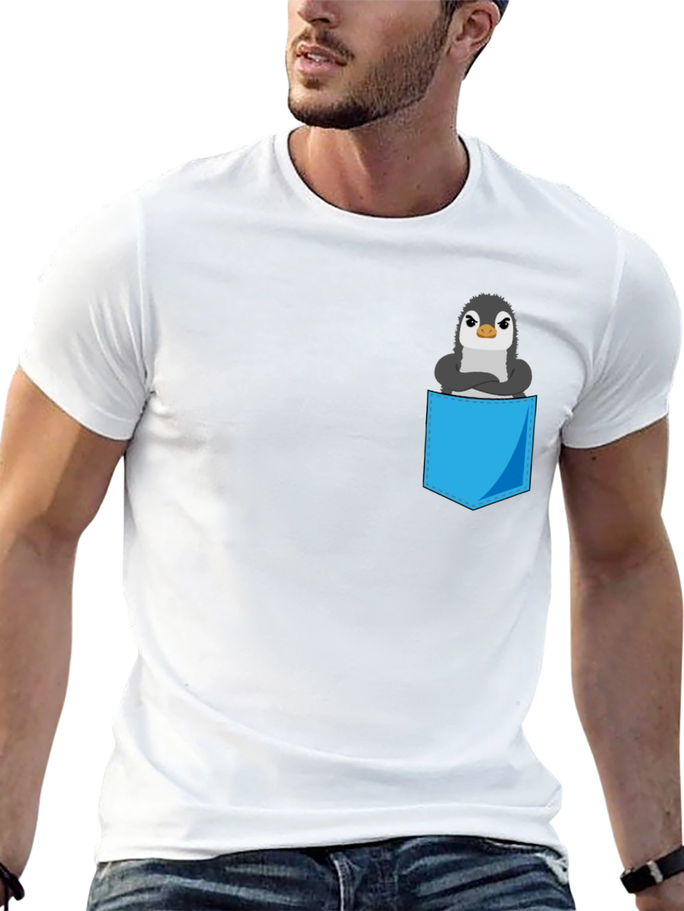 Black Penguin Pocket T-Shirt - Cute Graphic Tee view 13