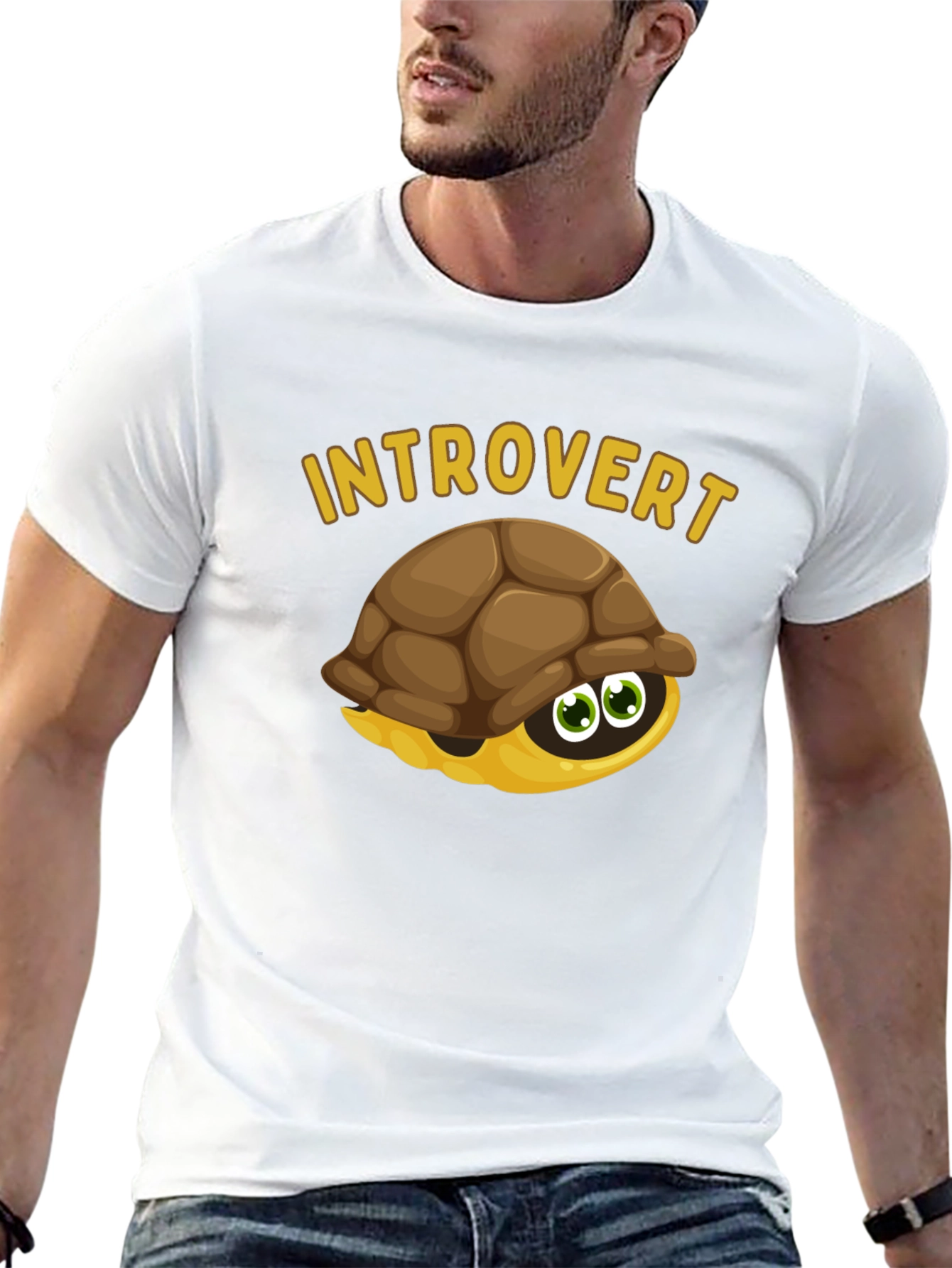 Black Introvert Turtle Graphic Tee - Funny Animal Humor T-Shirt view 13