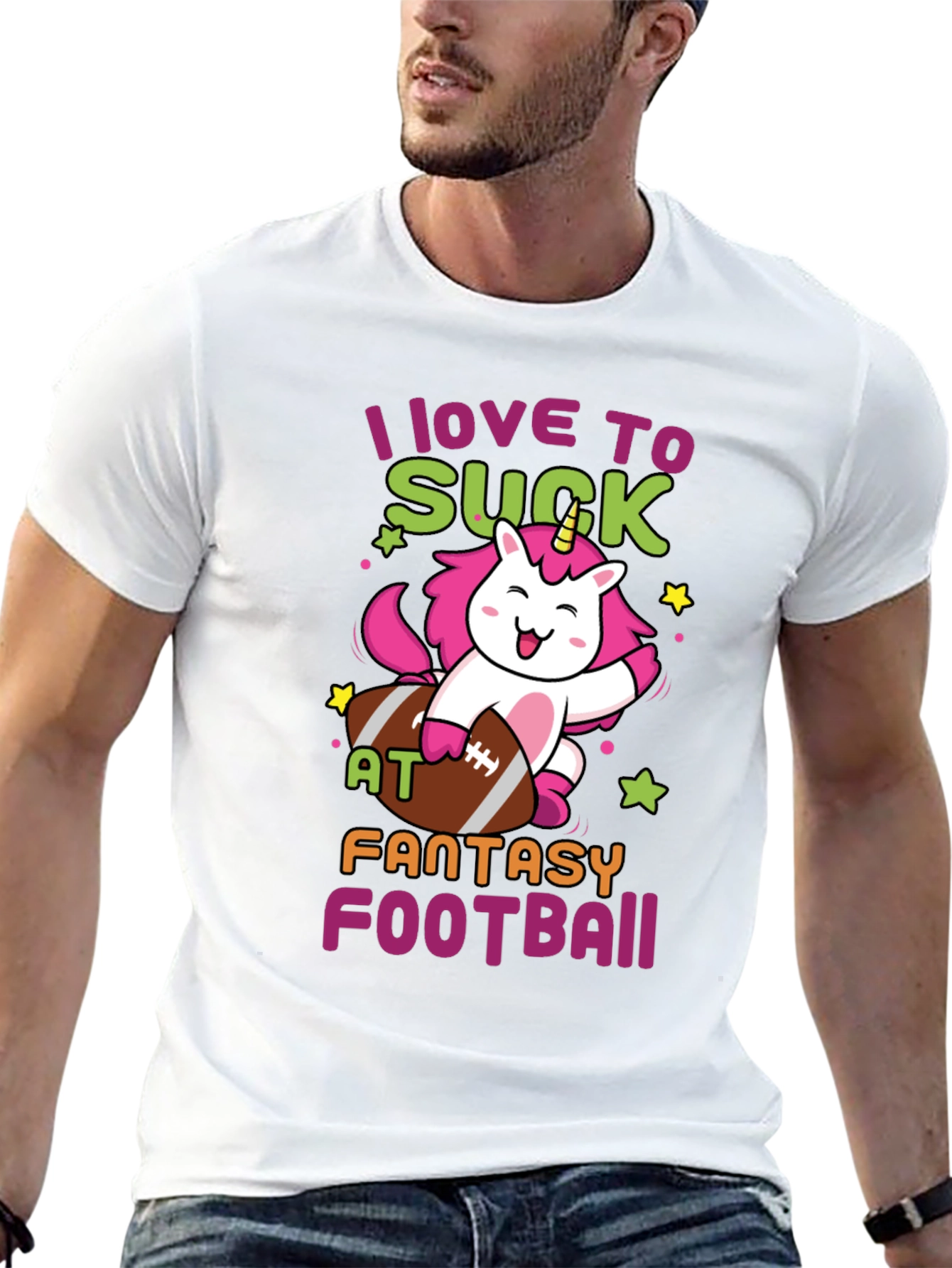 Black Unicorn Fantasy Football T-Shirt - I Love To Suck At... view 13