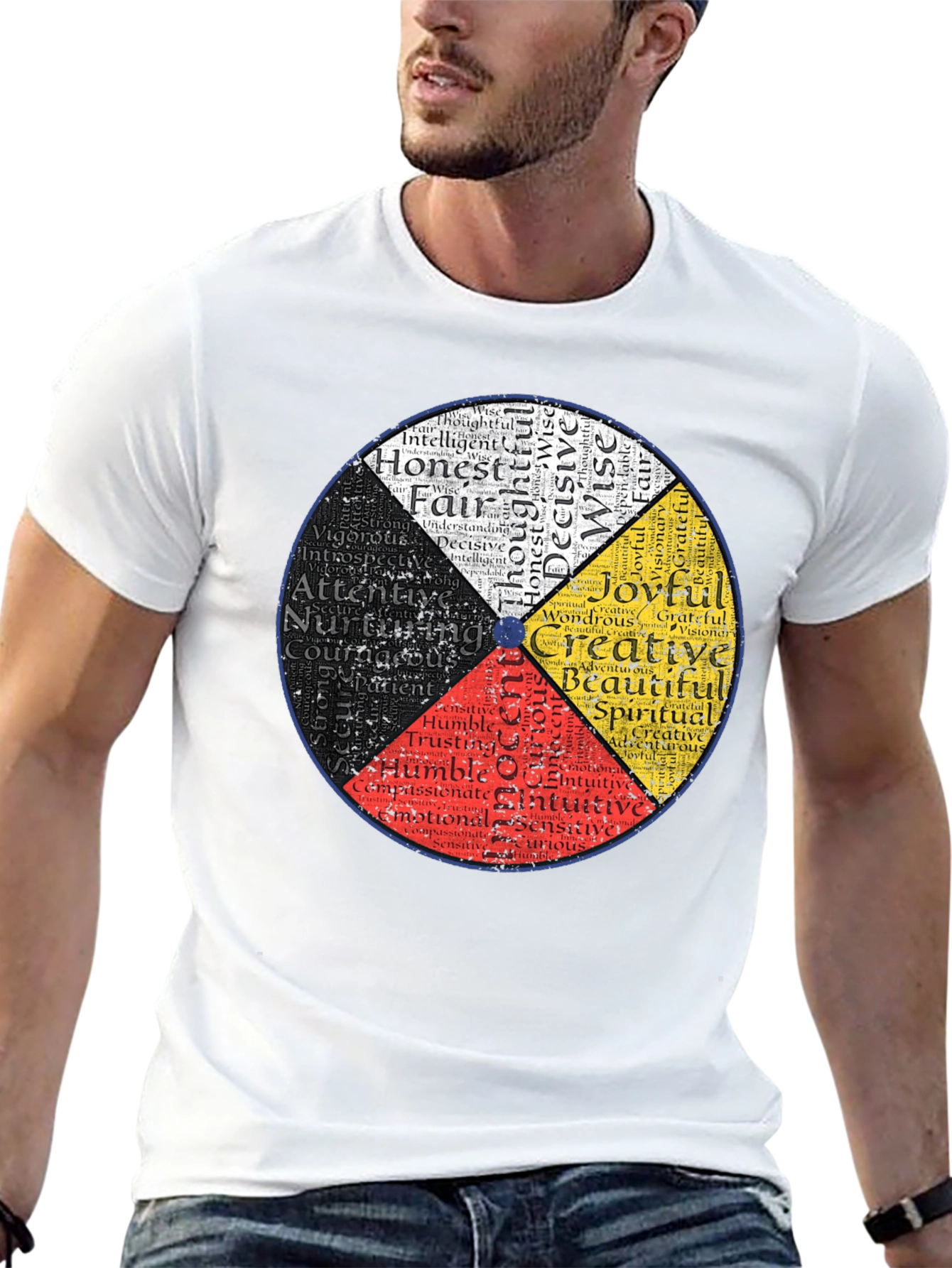Black Medicine Wheel Black T-Shirt: Indigenous Wisdom Design view 13