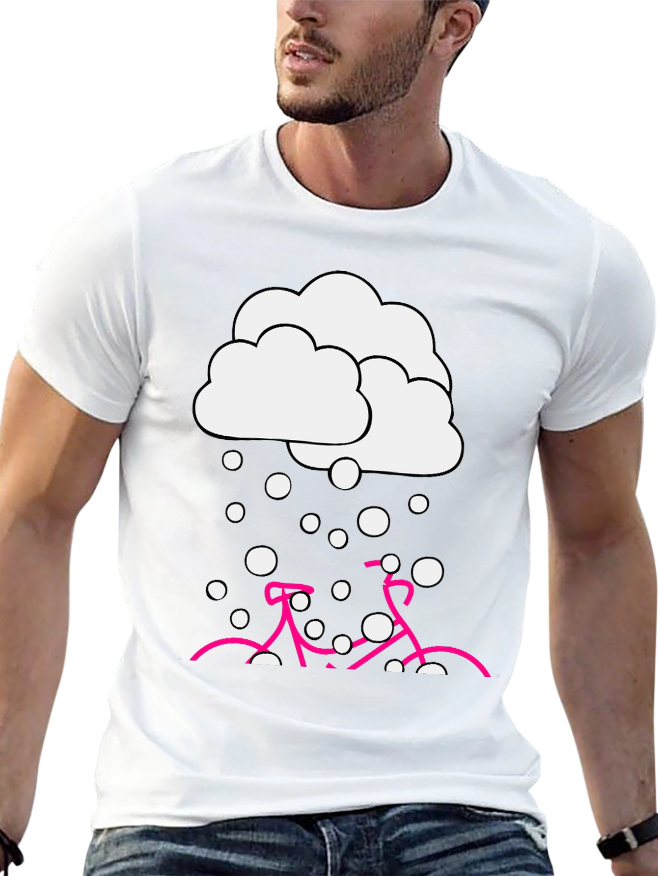 Snowy Bike Graphic Tee - Black Cotton Blend - 13