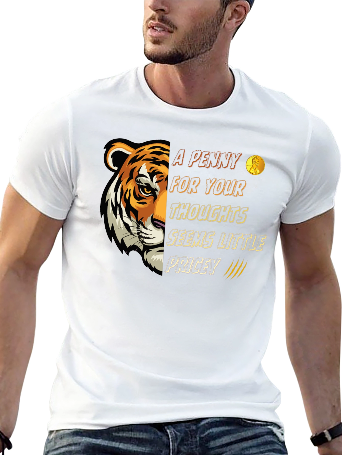 Black A Penny For Your Thoughts Tiger Graphic T-Shirt view 13