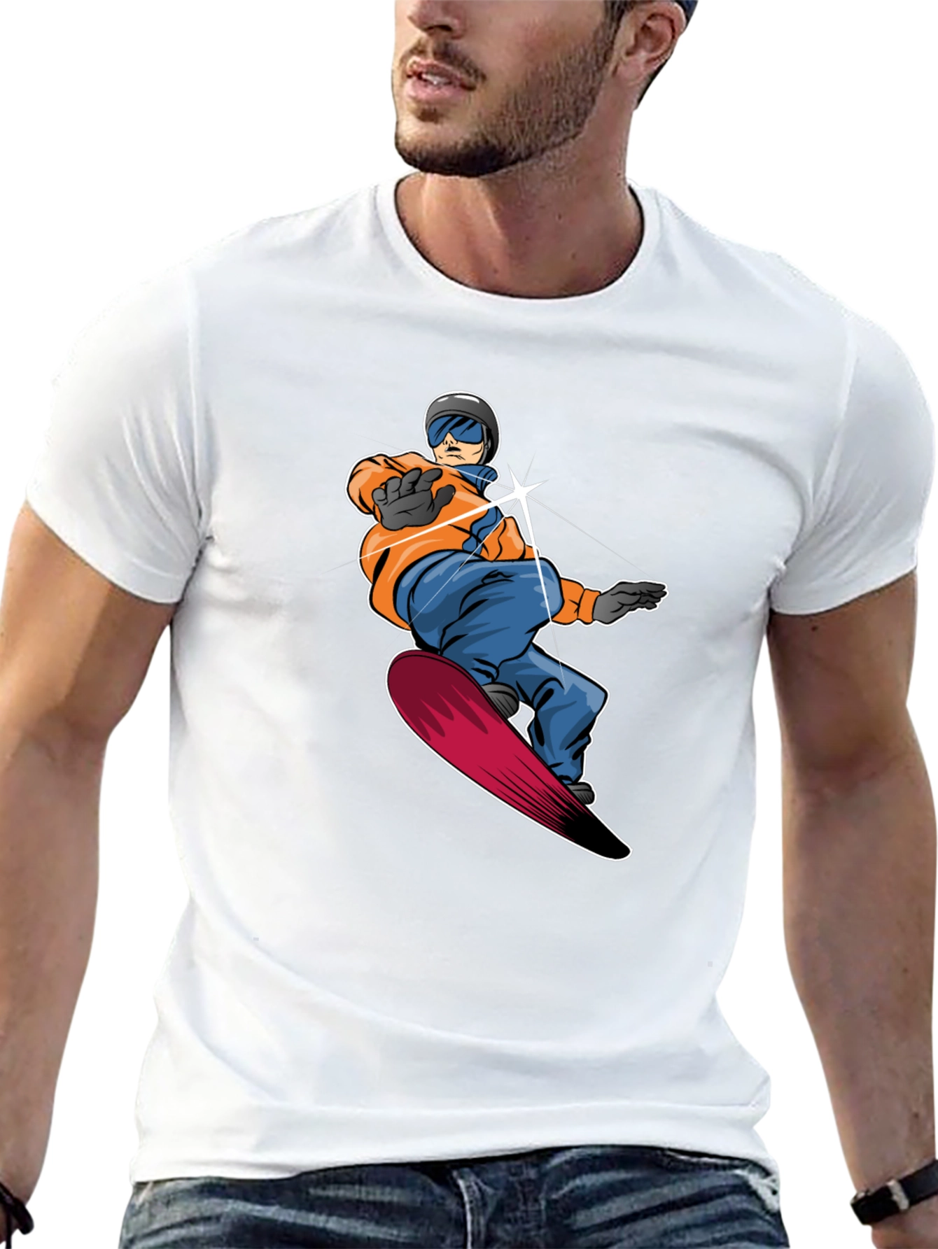 Black Cool Snowboarder Graphic Tee - Black Cotton view 13