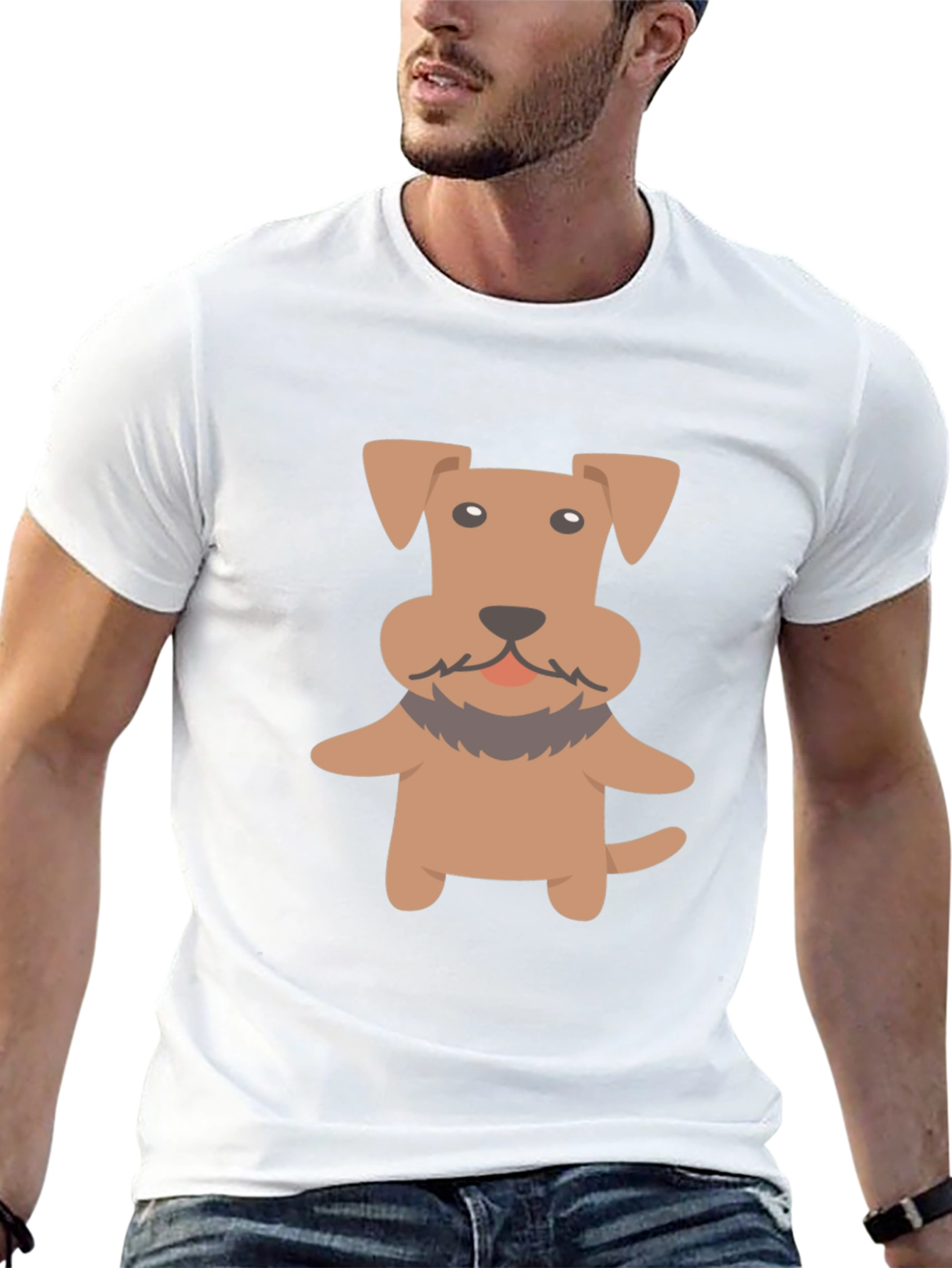 Black Cartoon Dog Graphic T-Shirt - Black Cotton Tee view 13