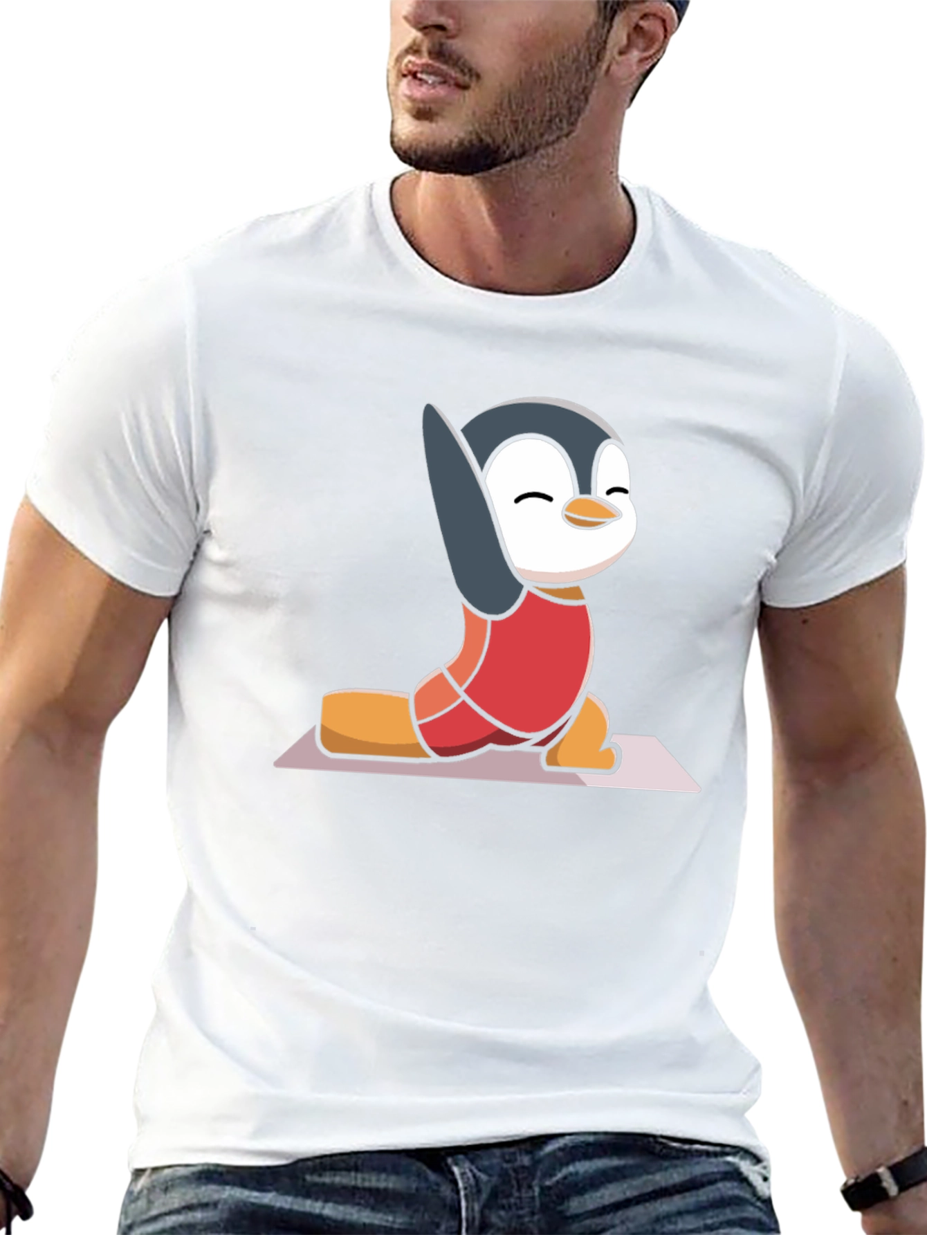 Black Yoga Penguin T-Shirt - Relaxed Fit view 13