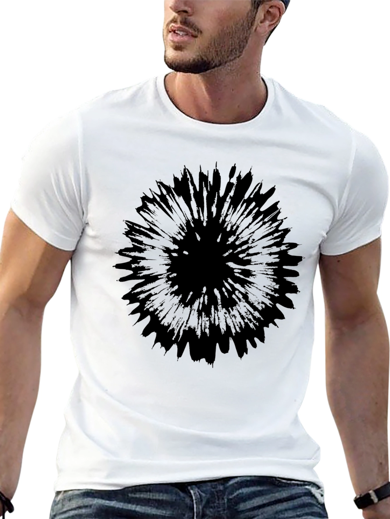 Black Black Graphic Tee - Abstract Burst Design view 13