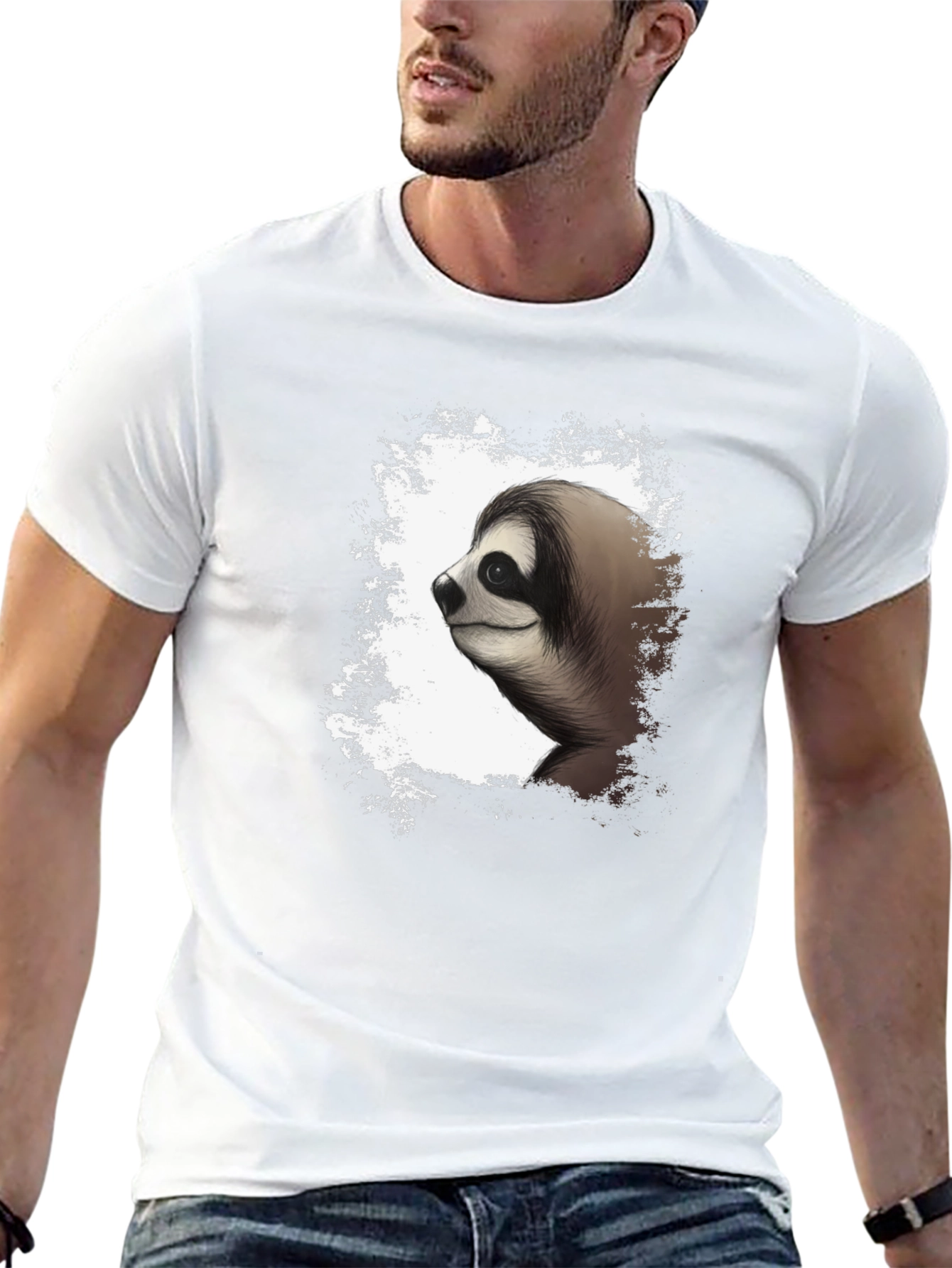 Black Sloth Graphic Tee - Men's Black Cotton T-Shirt view 13