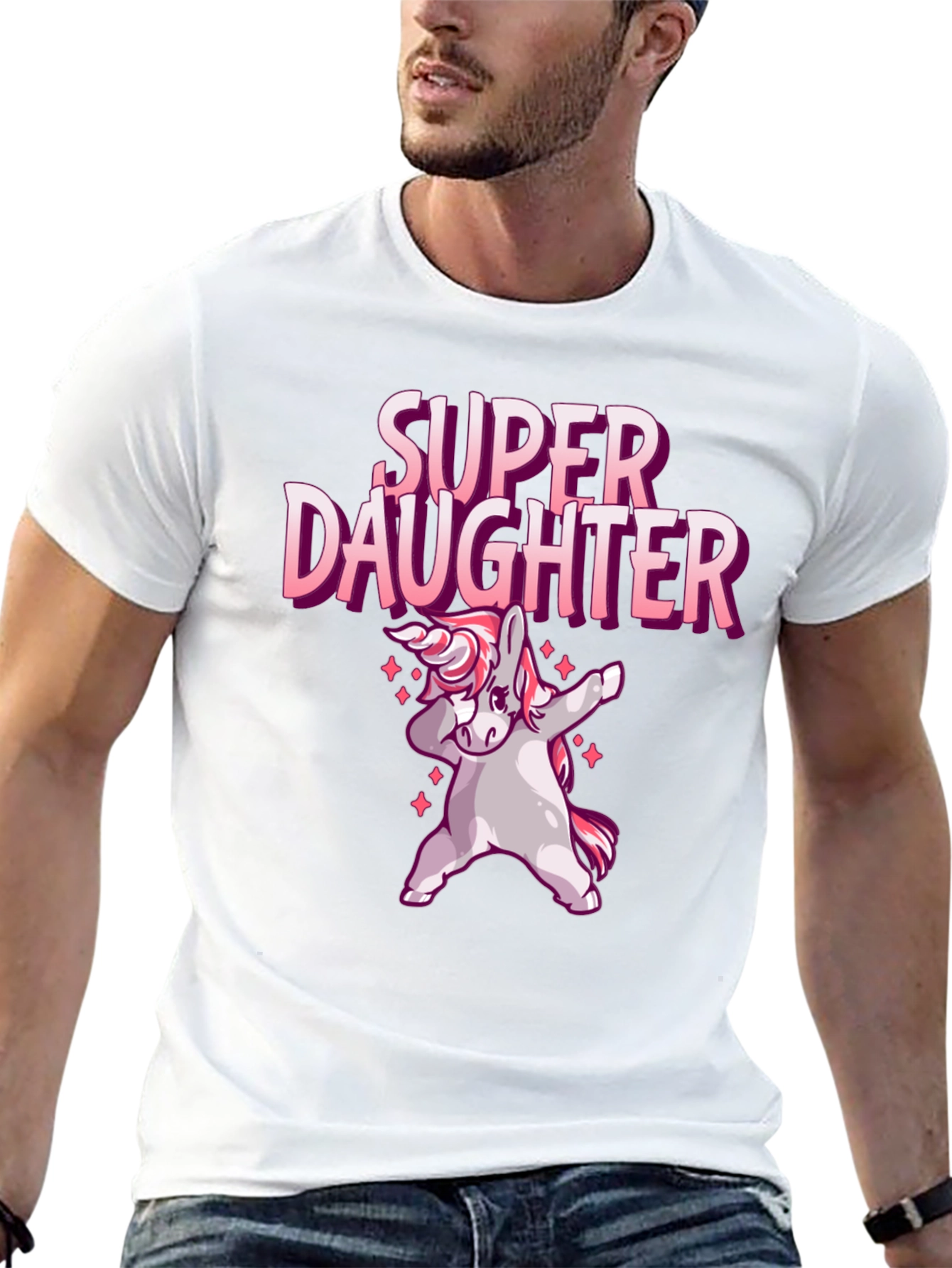 Black Super Daughter Unicorn Dab T-Shirt view 13