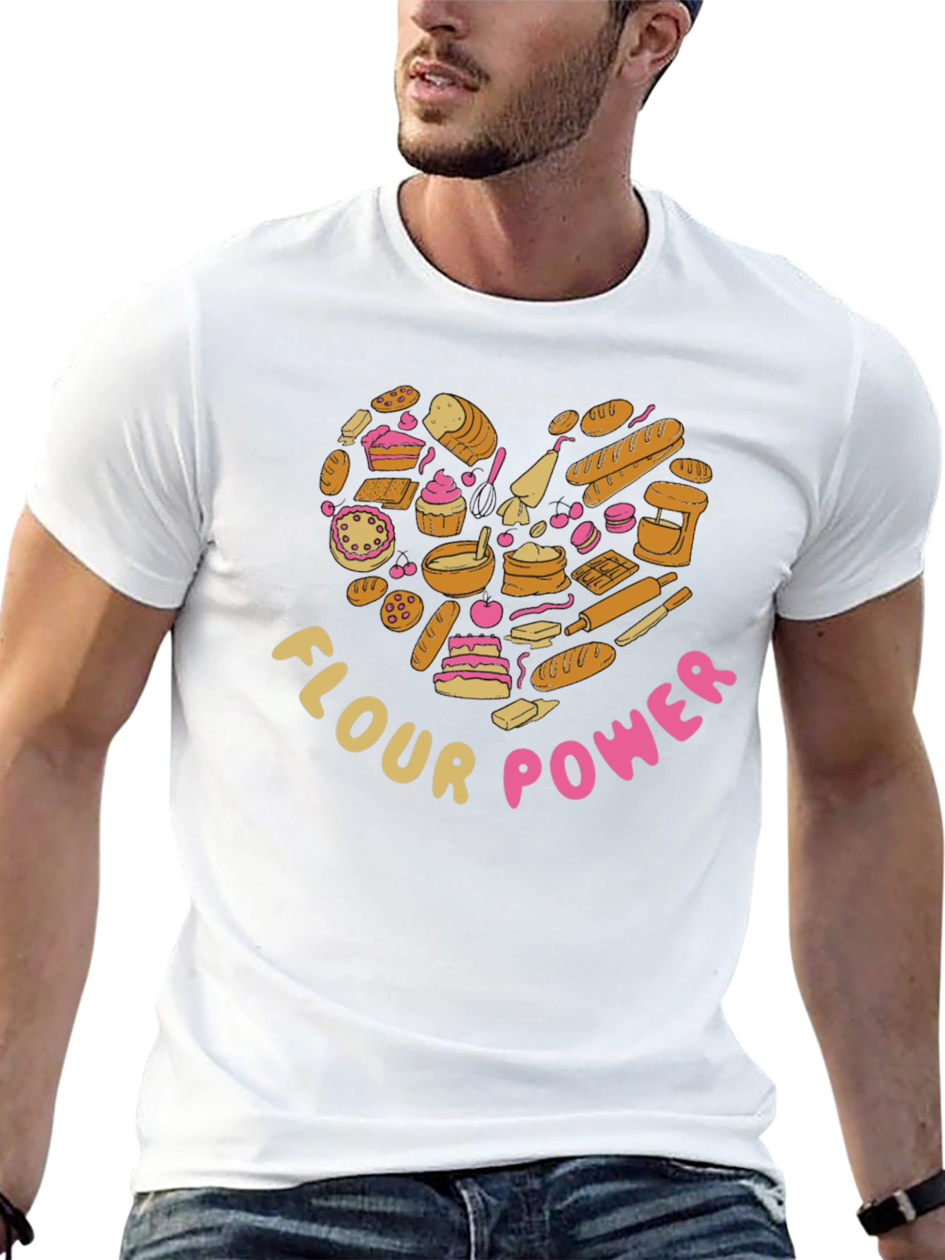 Black Flour Power Baker's Heart Graphic T-Shirt view 13
