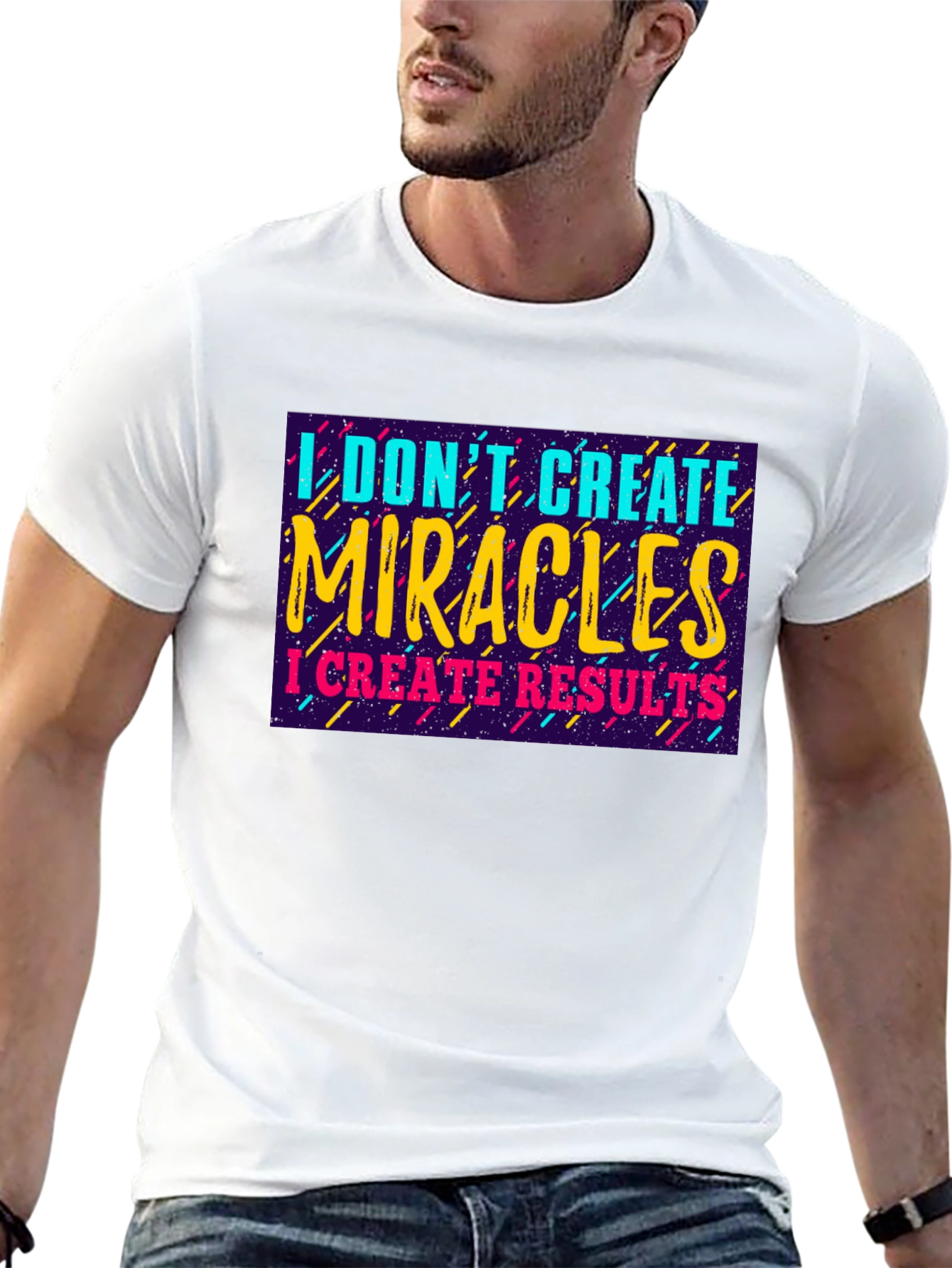 Black I Don't Create Miracles T-Shirt view 13