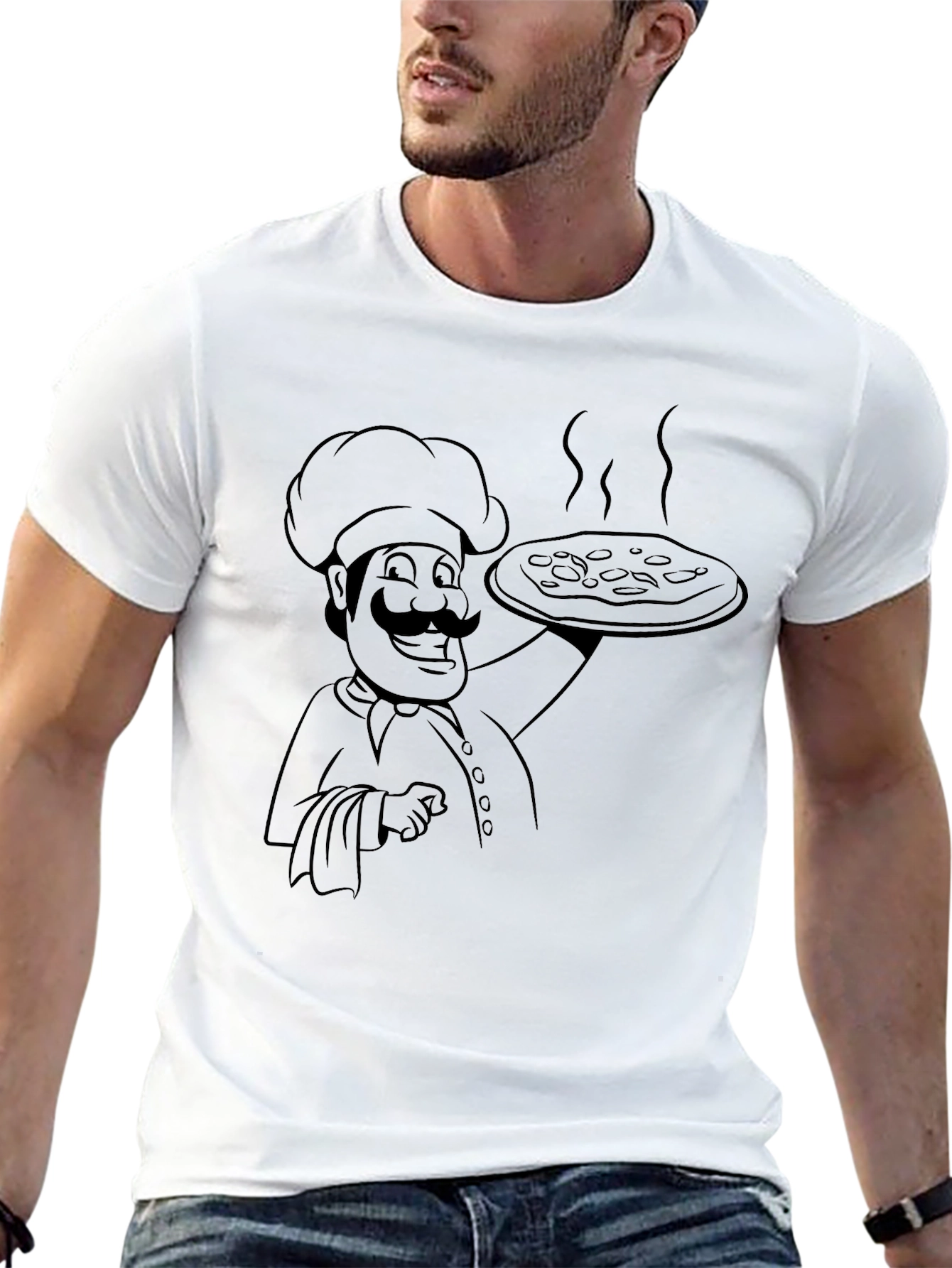 Black Chef Pizza T-Shirt - Delicious Style view 13