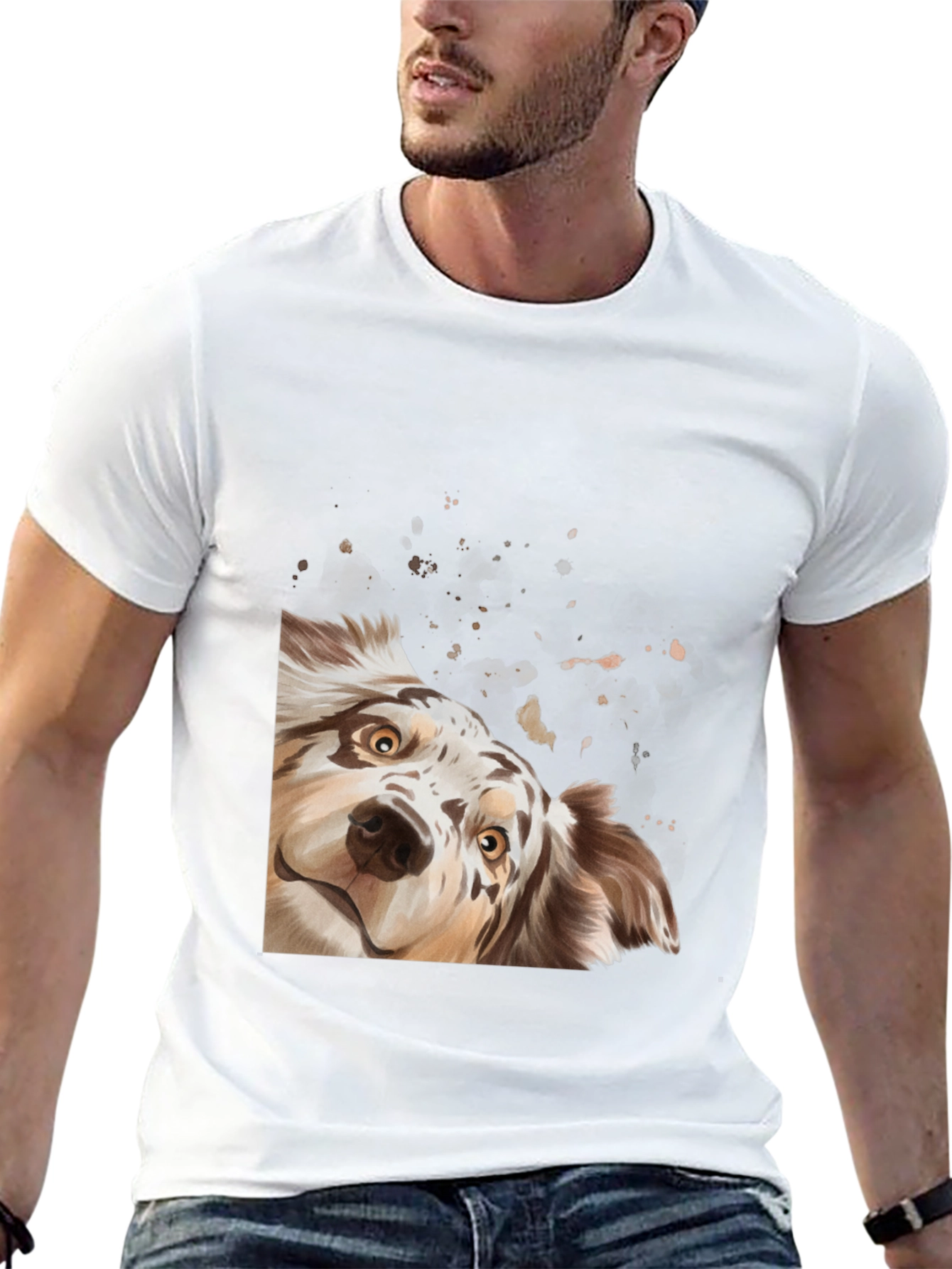 Black Cute Dog Graphic Black T-Shirt view 13