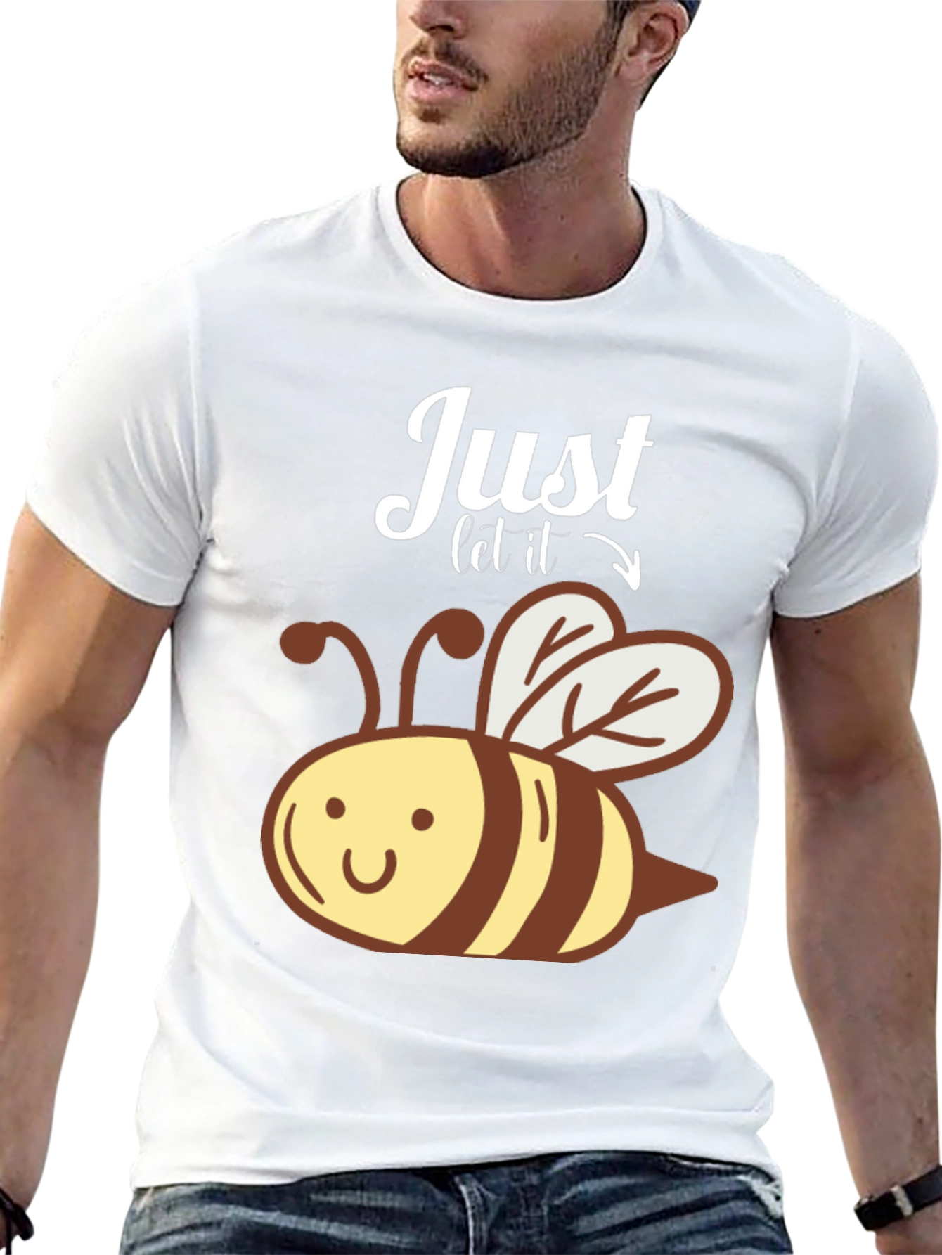 Black Just Let It Bee Funny Graphic T-Shirt view 13