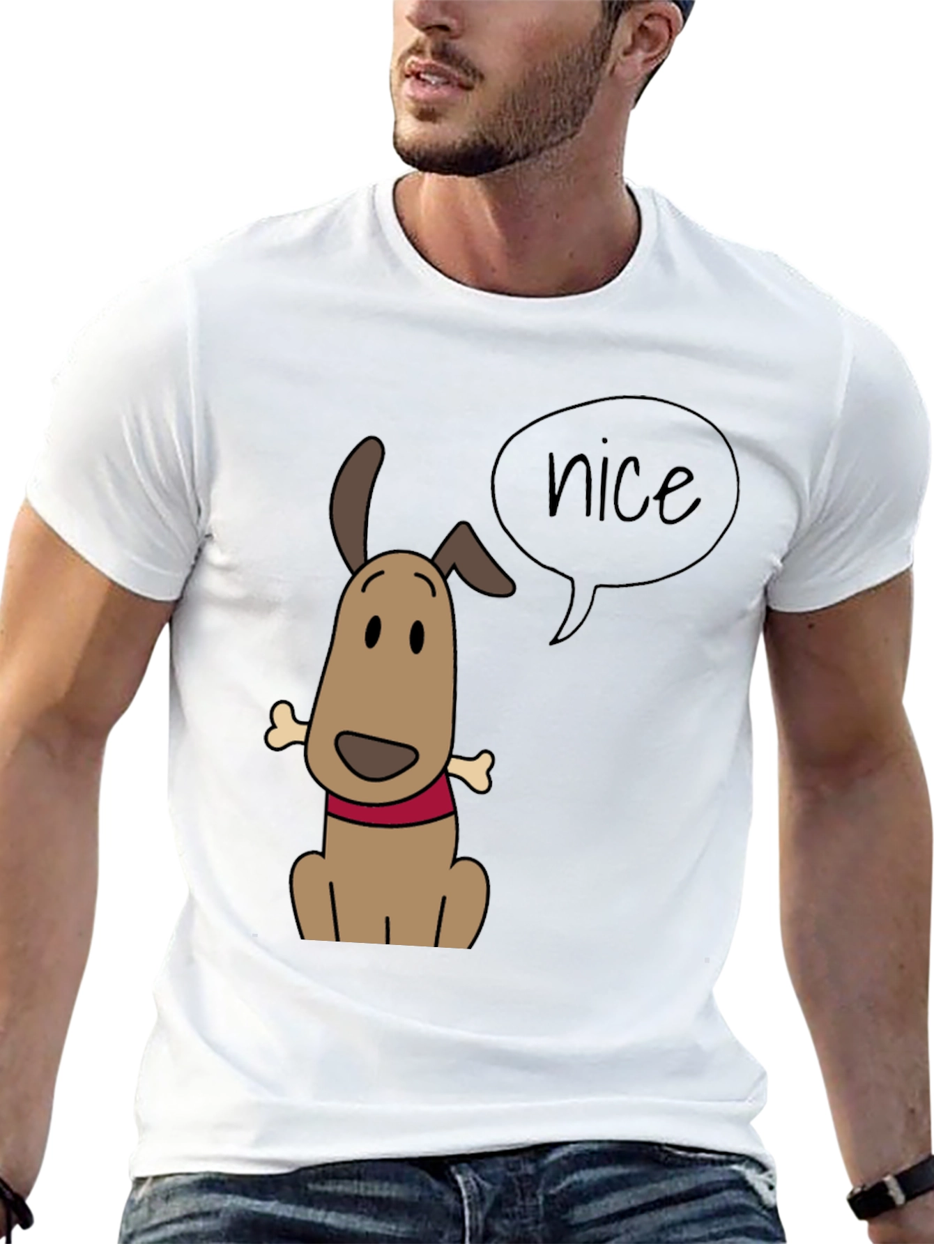 Black Nice Dog Graphic Tee - Black Casual T-Shirt view 13
