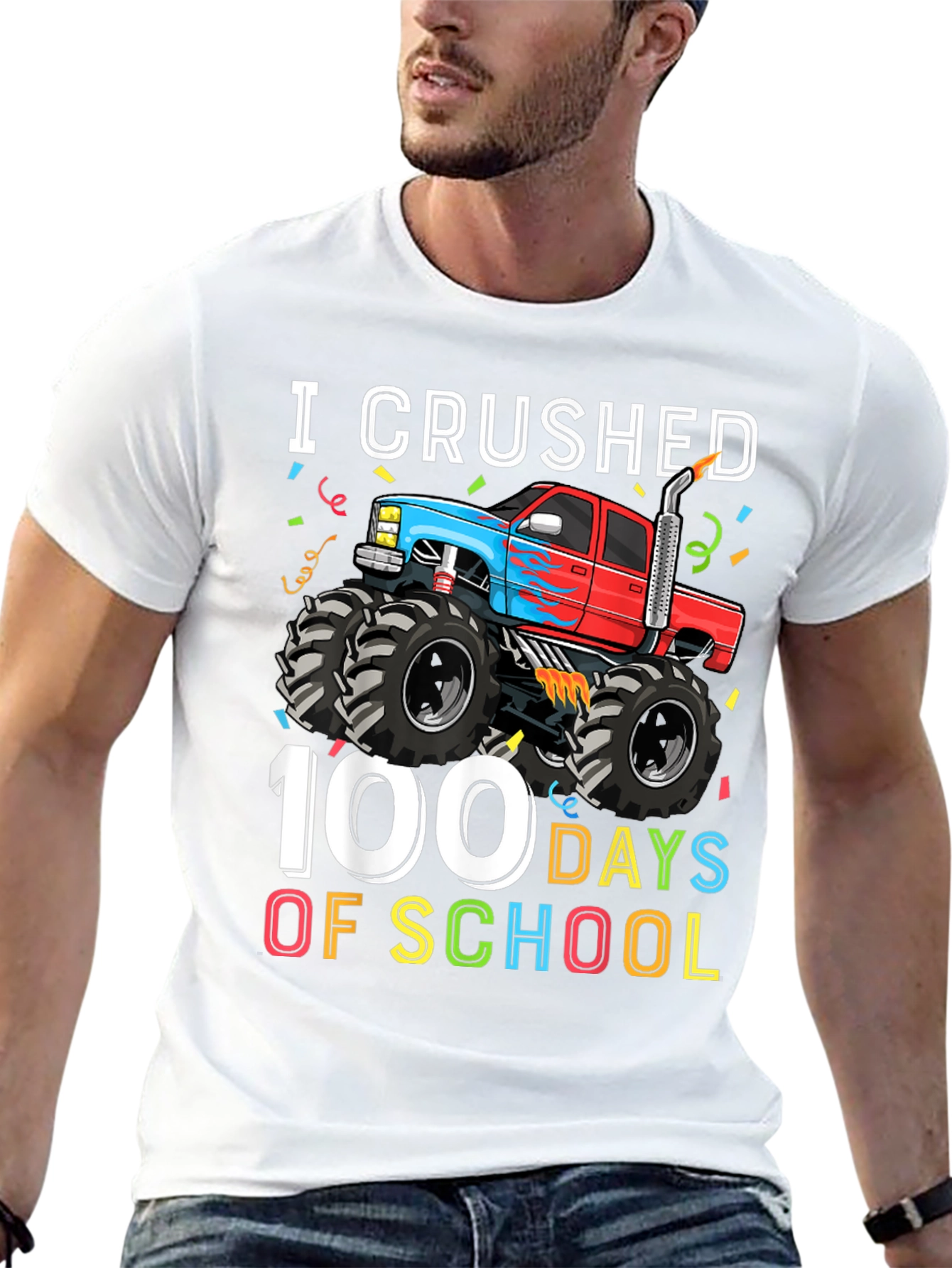 I Crushed 100 Days of School Monster Truck T-Shirt - 13