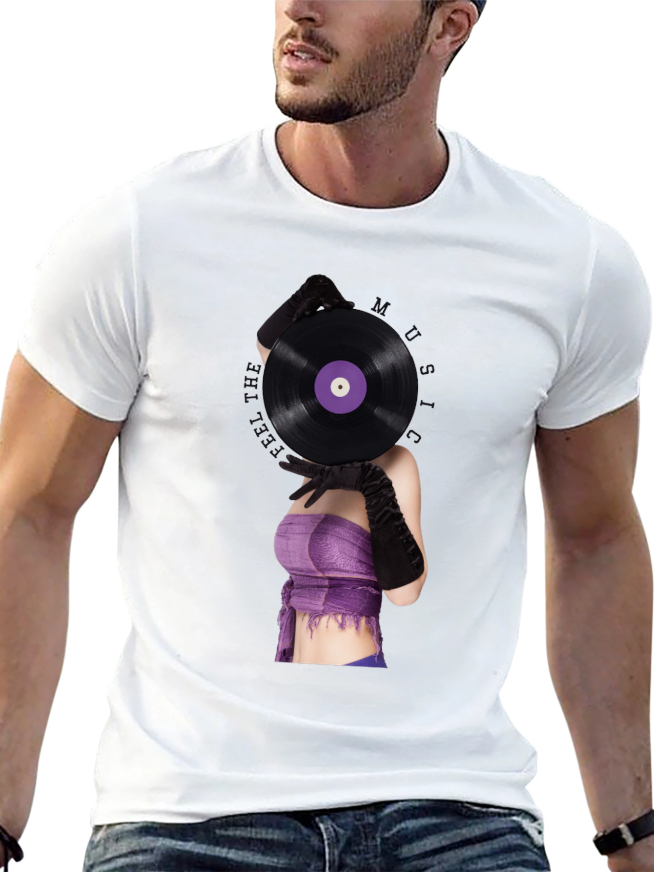 Black Vinyl Record Graphic Tee - Unique Music Lover Shirt view 13