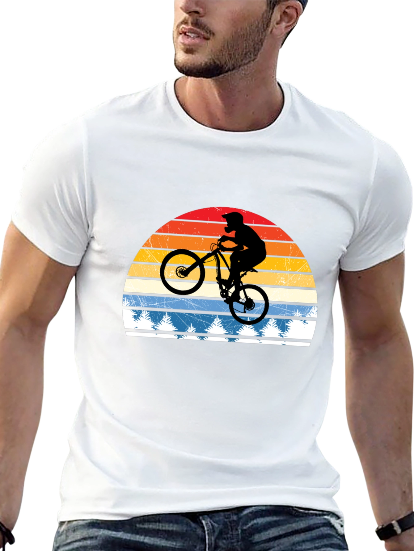 Black Mountain Bike Retro Sunset T-Shirt view 13