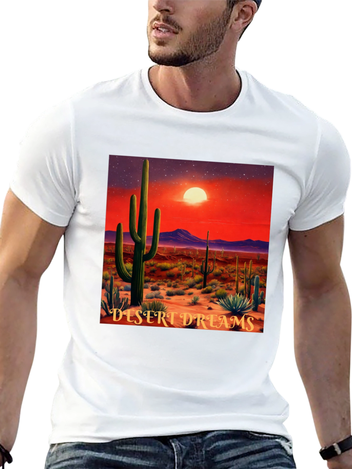 Black Desert Dreams Graphic T-Shirt - Black Cotton Tee view 13